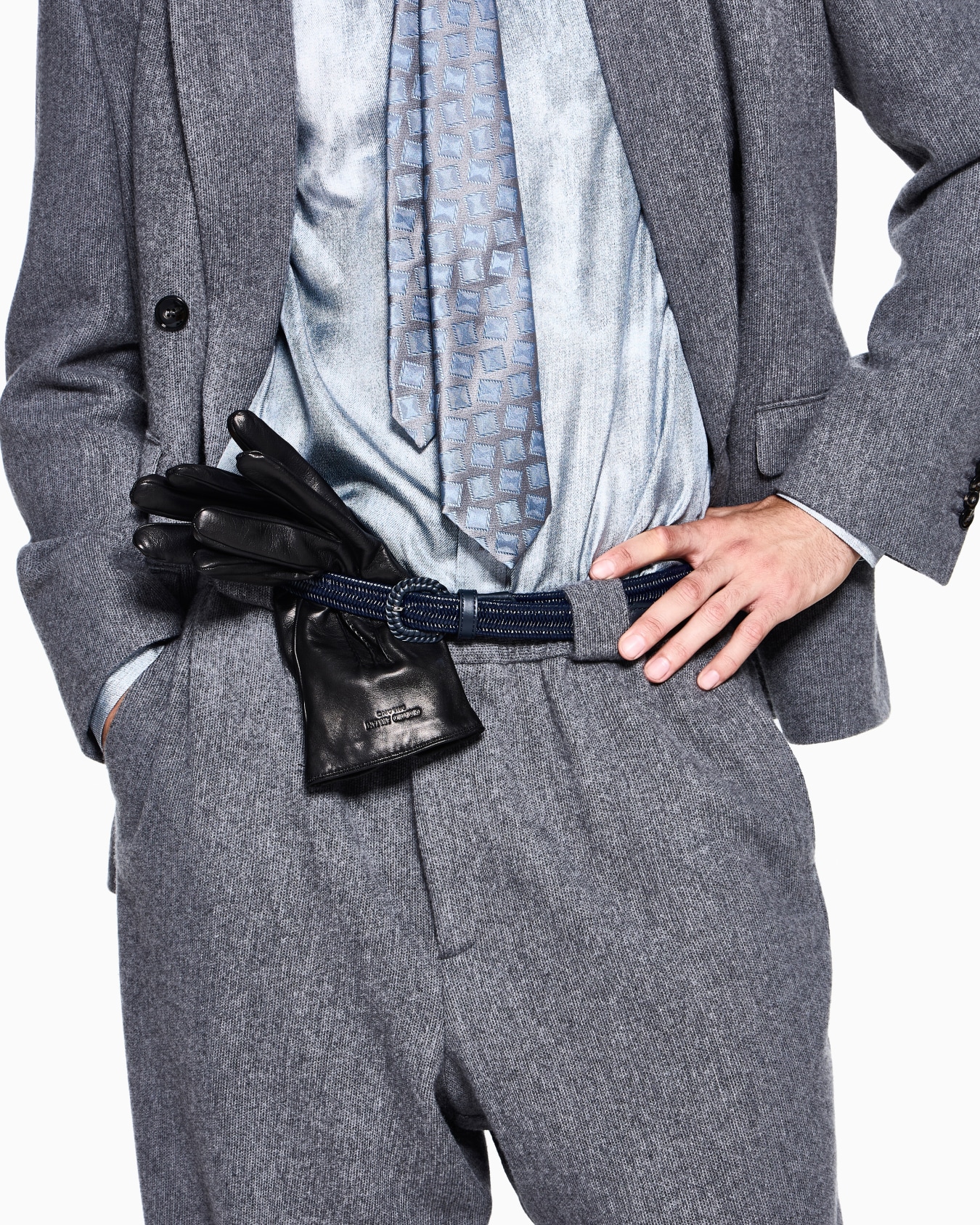 Oversized trousers in wool and cashmere with denim effect Slide 3
