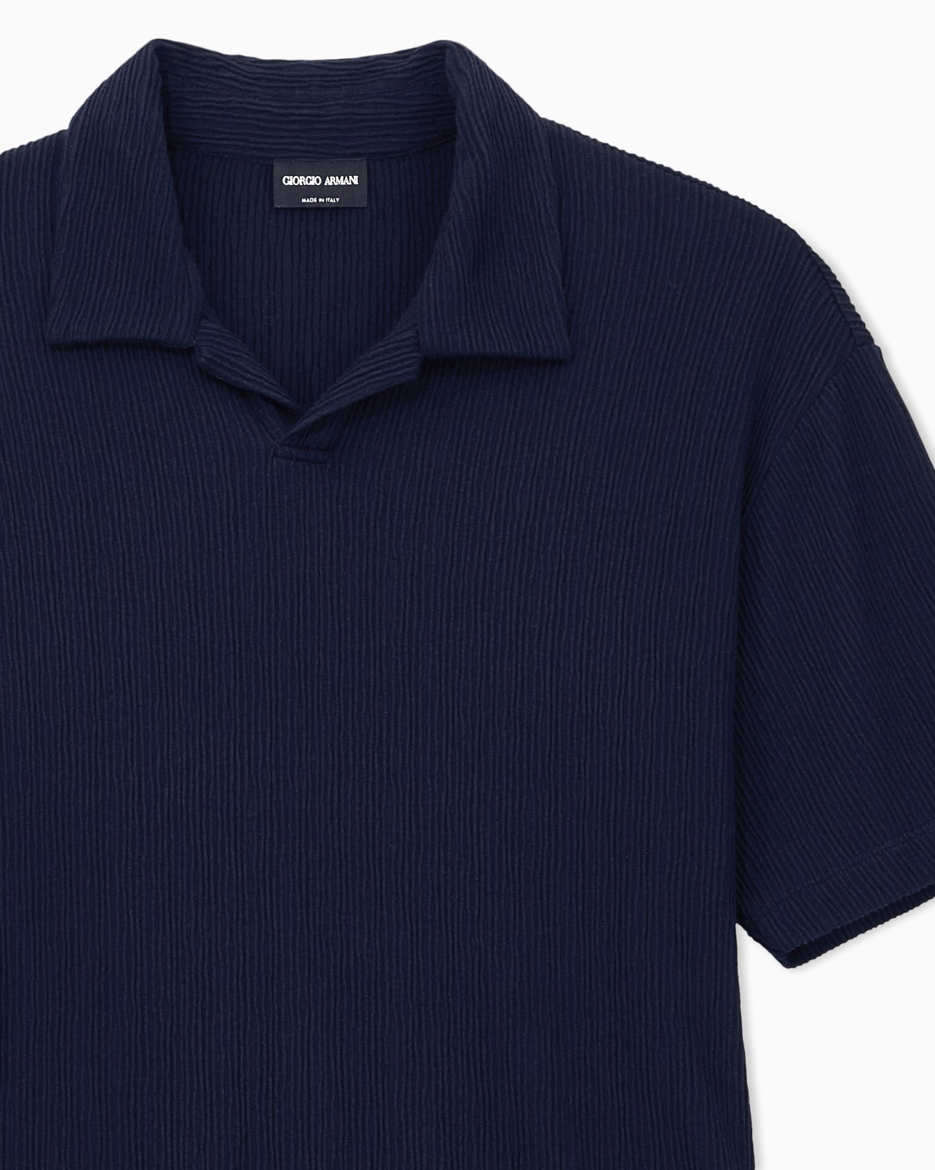 Polo de manga corta de punto seersucker acanalado Diapositiva 4