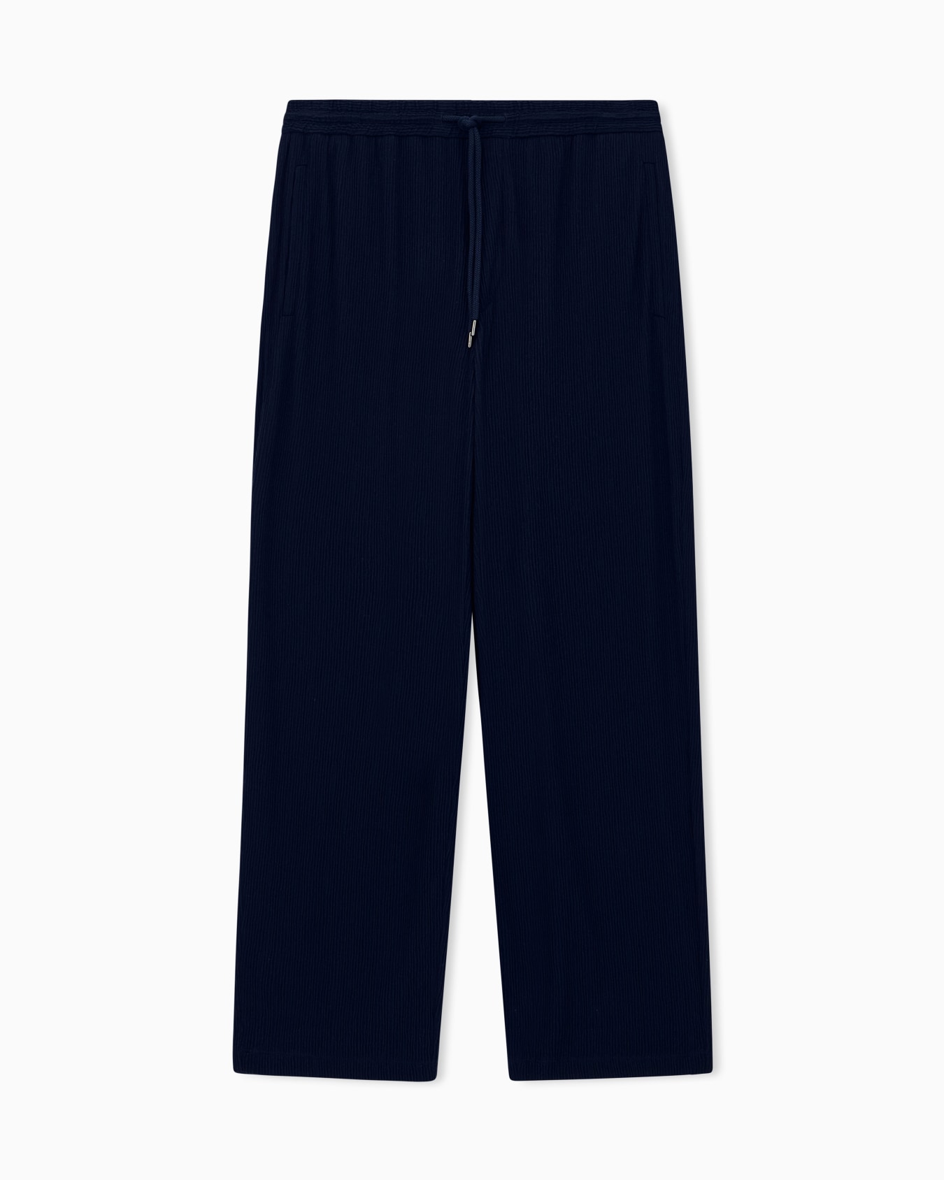 Trousers regular fit in seersucker jersey with cashmere Slide 0
