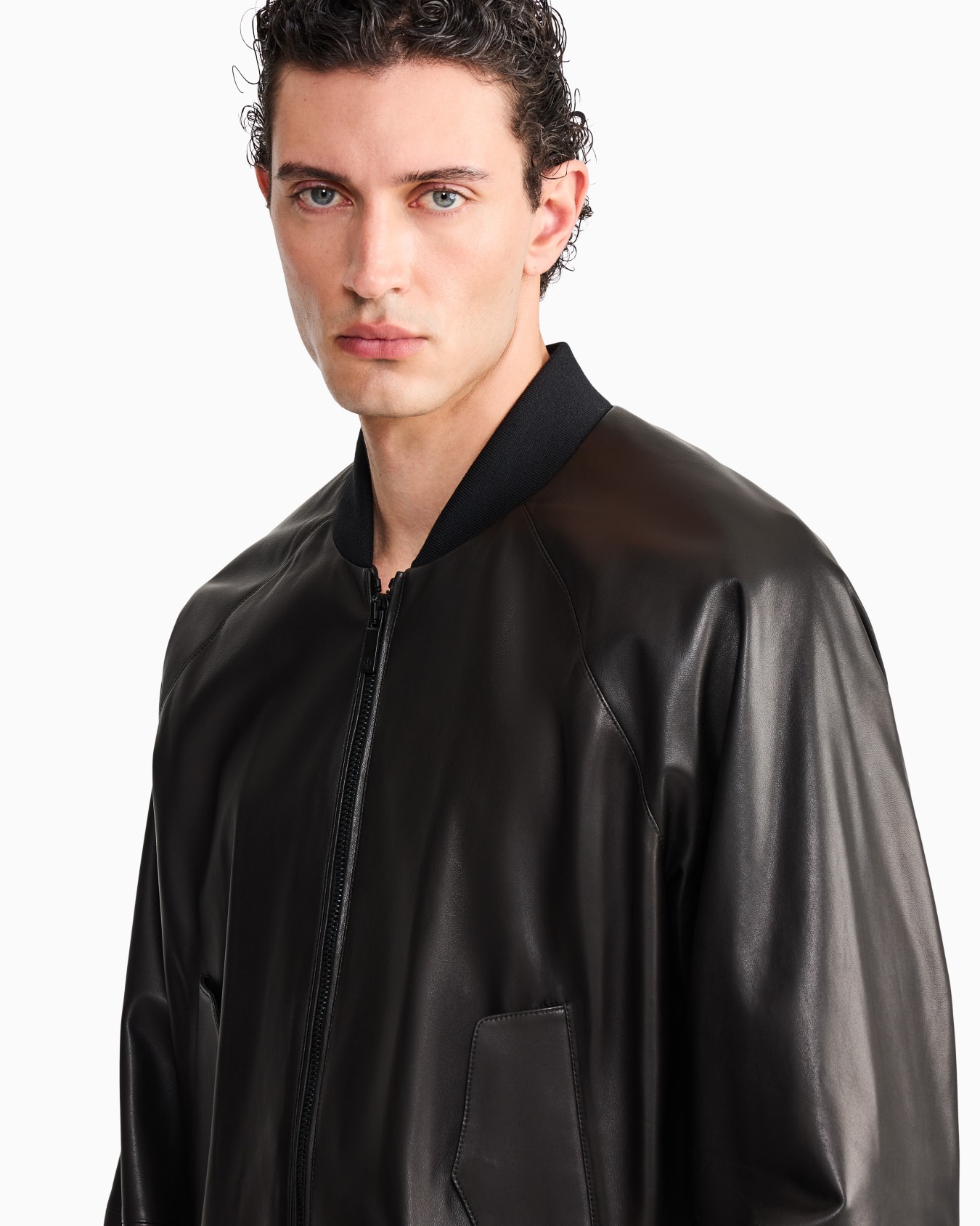 Blouson jacket regular fit in leather Slide 6