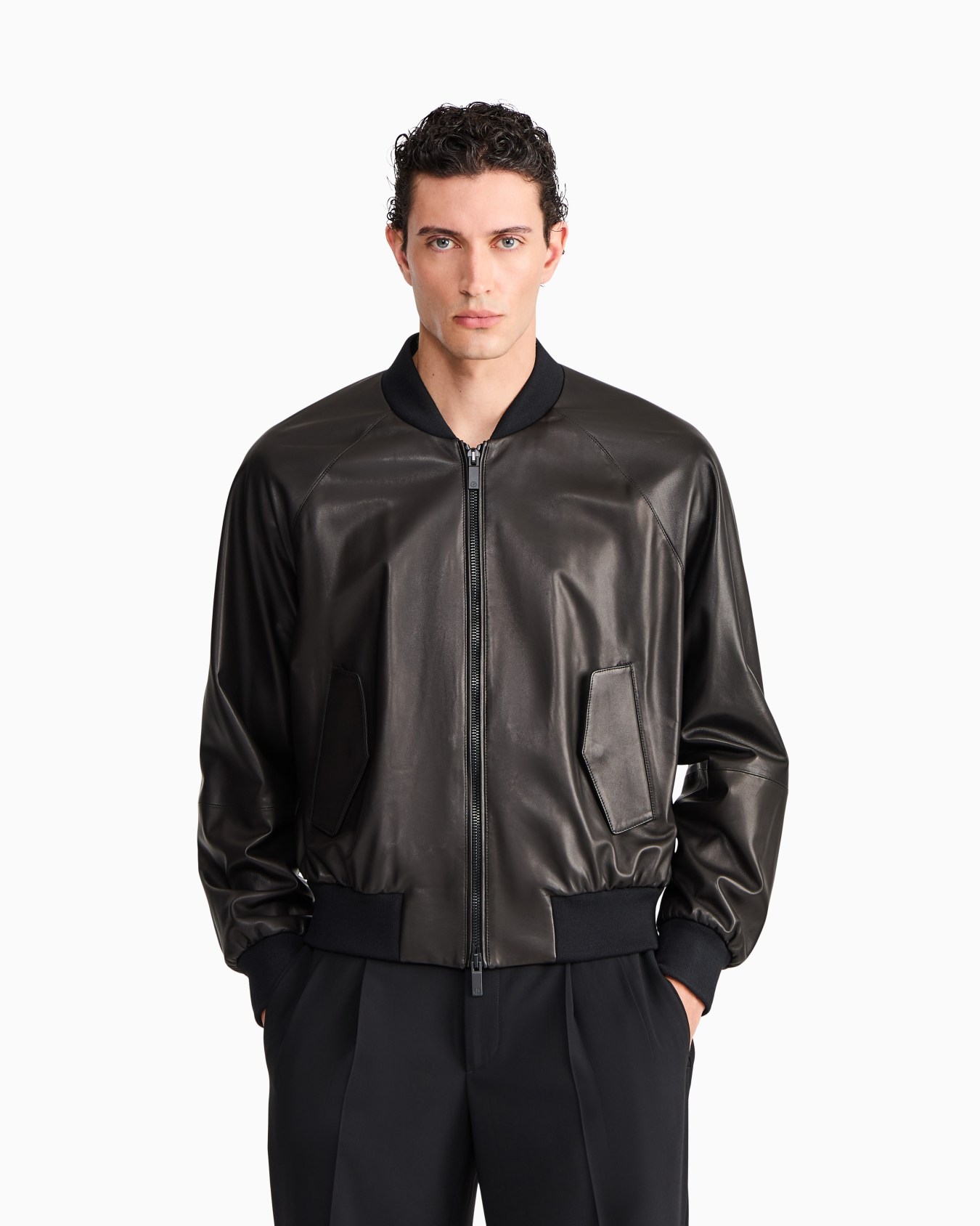 Blouson jacket regular fit in leather Slide 3