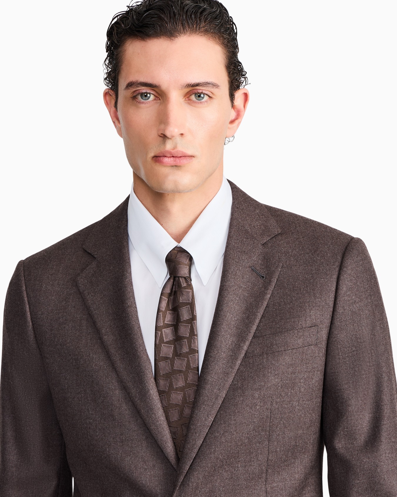 Slim-fit suit Soho in virgin wool flannel with peak lapels Slide 3