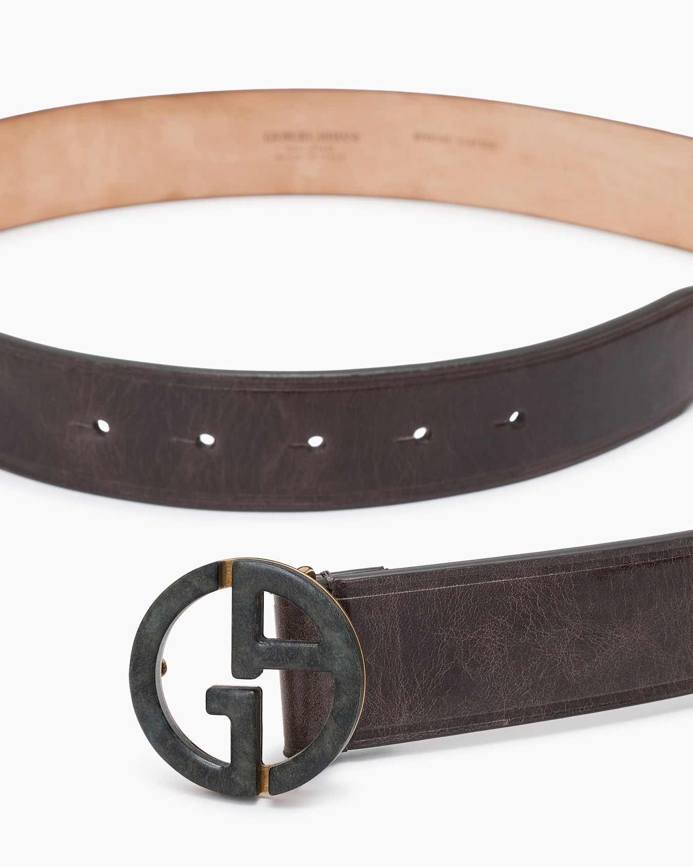 Plate belt in leather Slide 1