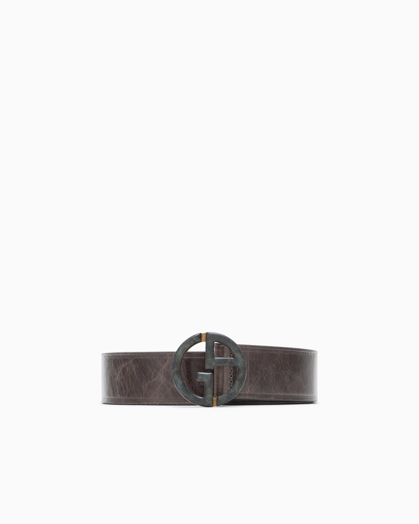 Plate belt in leather Slide 0