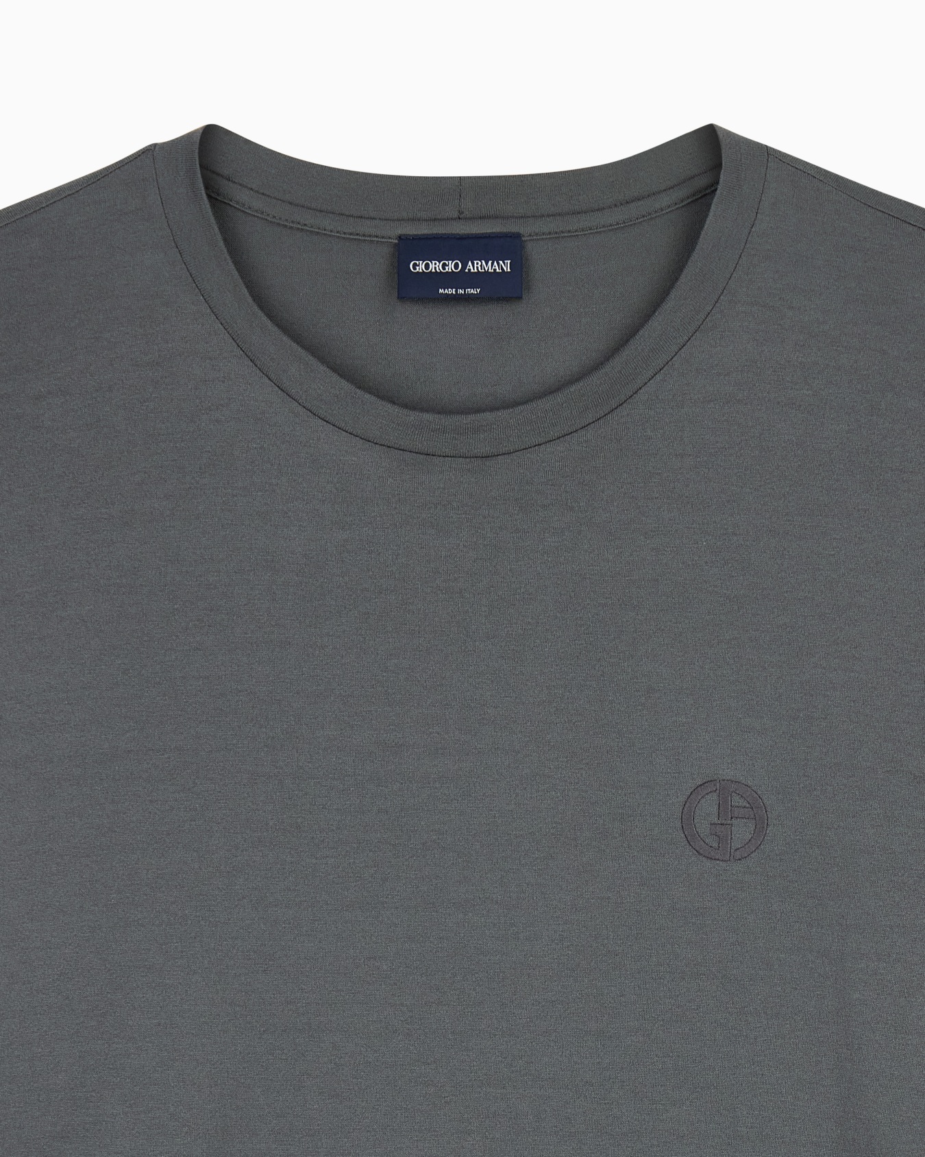 T-shirt à col rond en jersey de coton avec logo brodé Diapositive 4