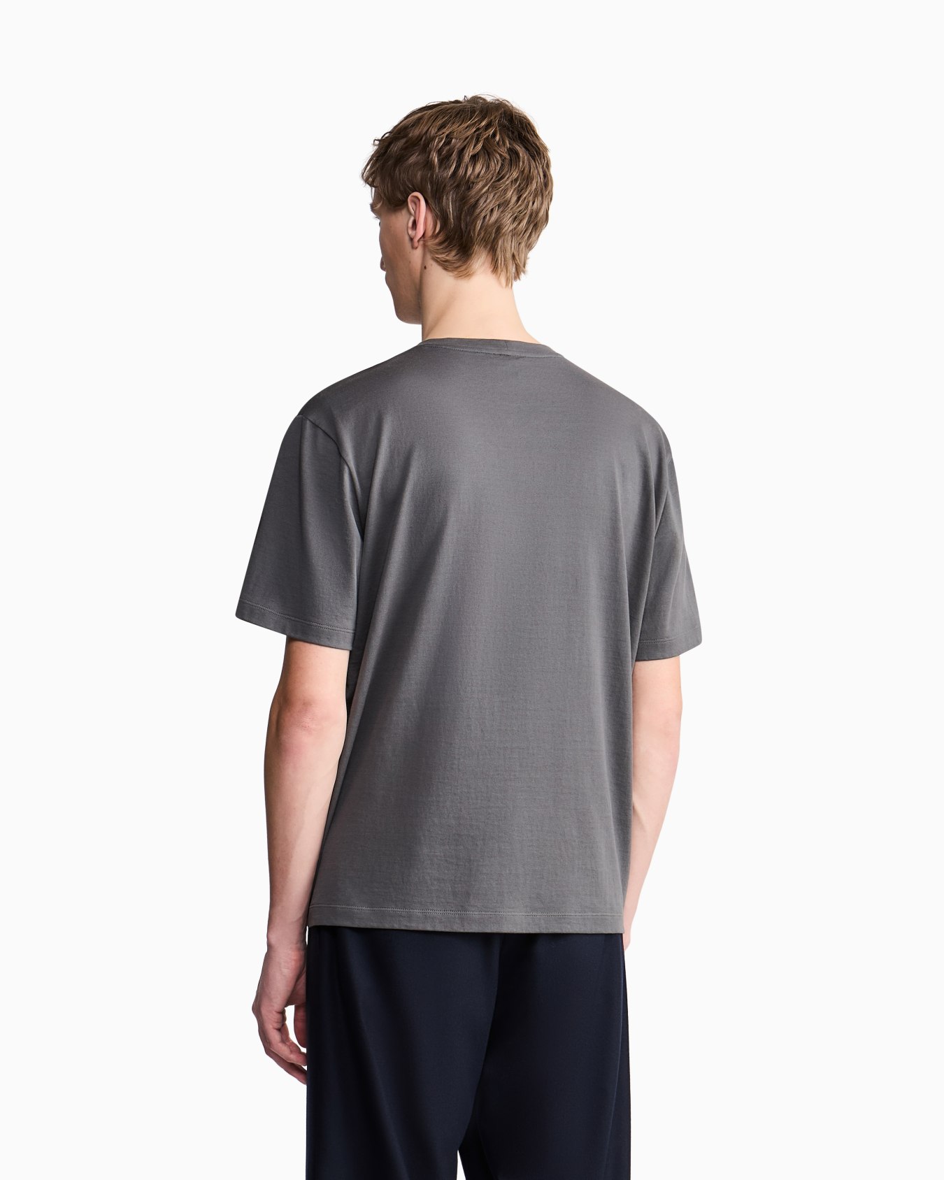 T-shirt à col rond en jersey de coton avec logo brodé Diapositive 5