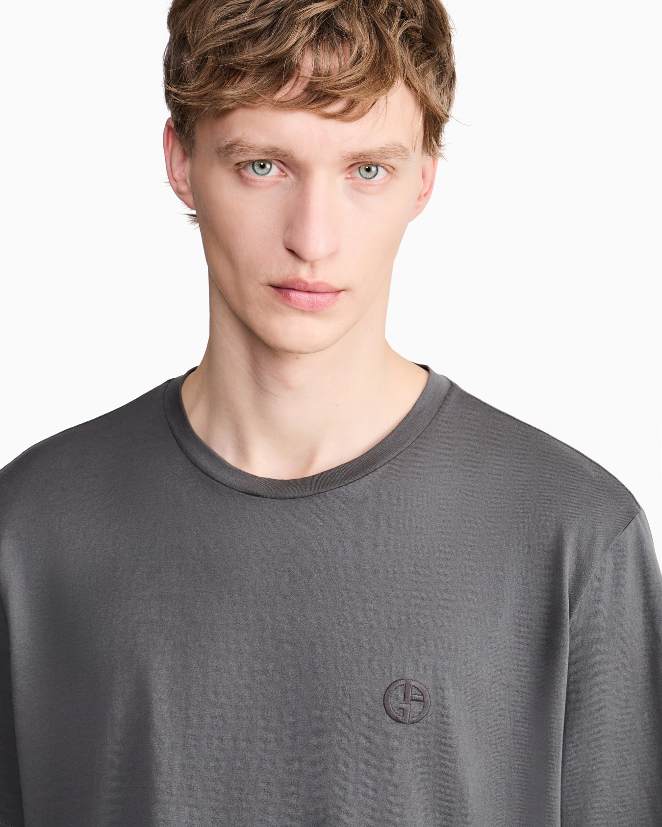 T-shirt à col rond en jersey de coton avec logo brodé Diapositive 6