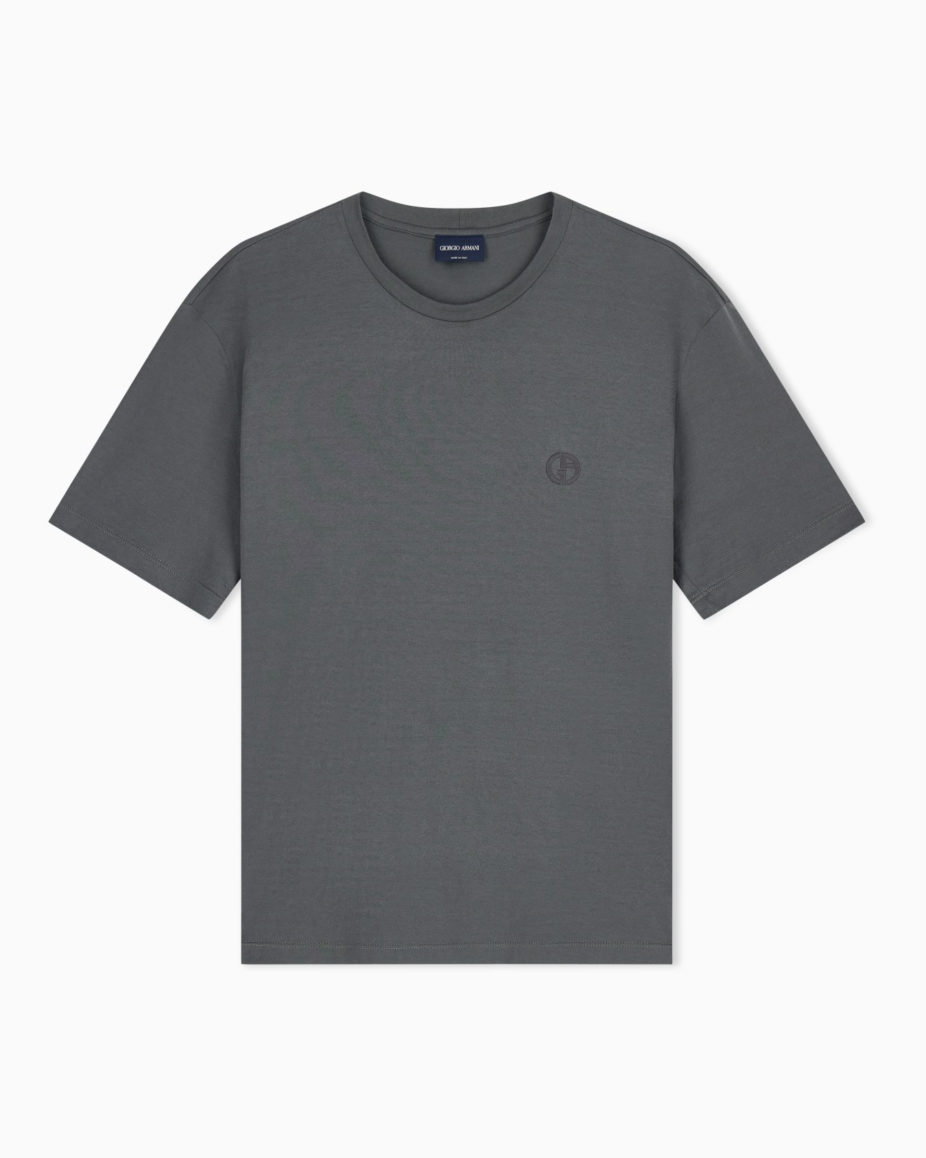 T-shirt à col rond en jersey de coton avec logo brodé Diapositive 0