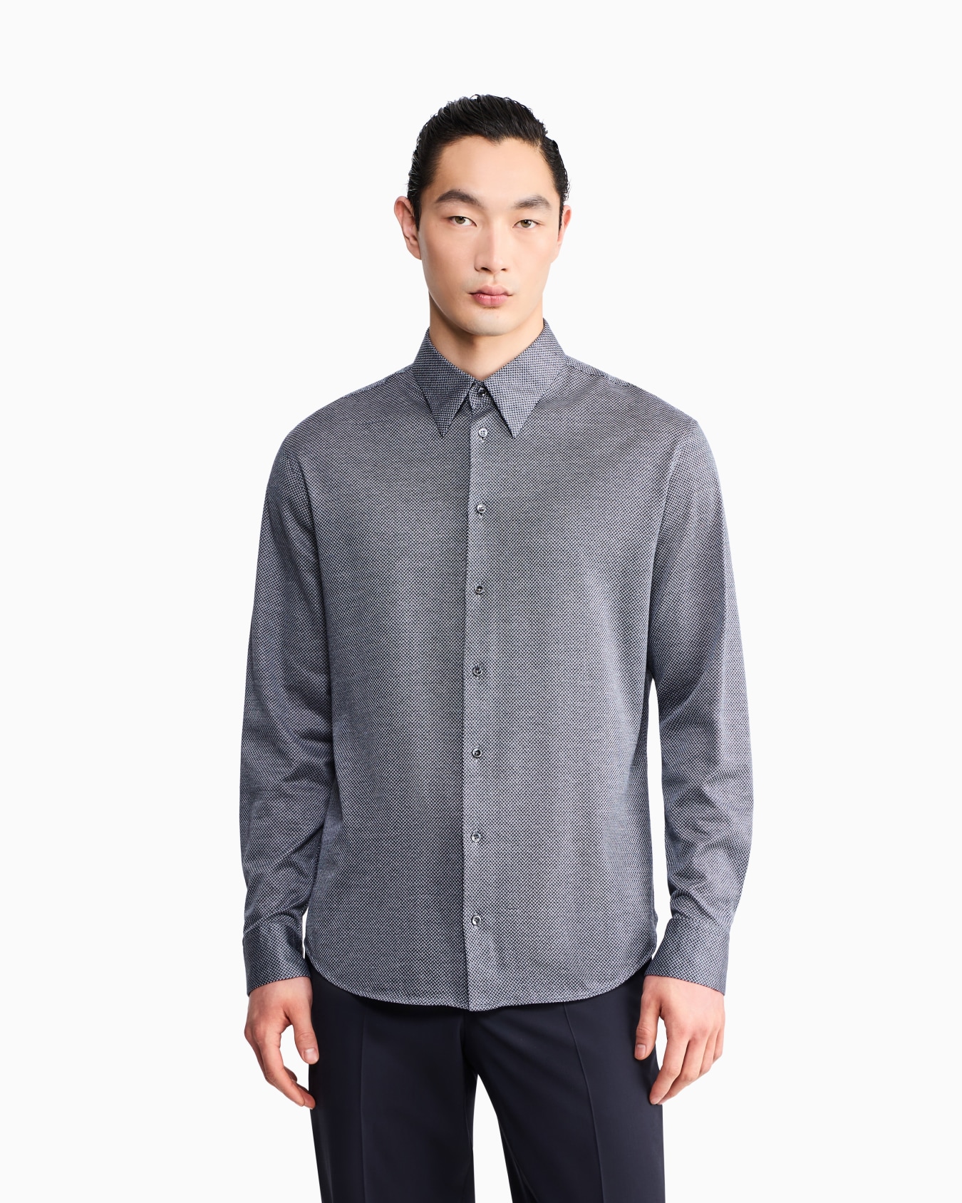 Shirt regular fit in micro jacquard cotton jersey Slide 3