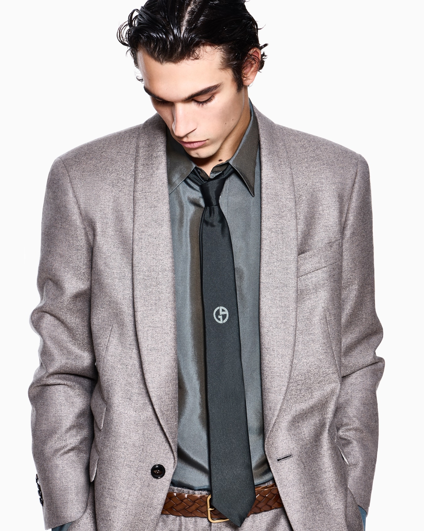 Shirt regular fit in iridescent yarn-dyed silk twill Slide 3