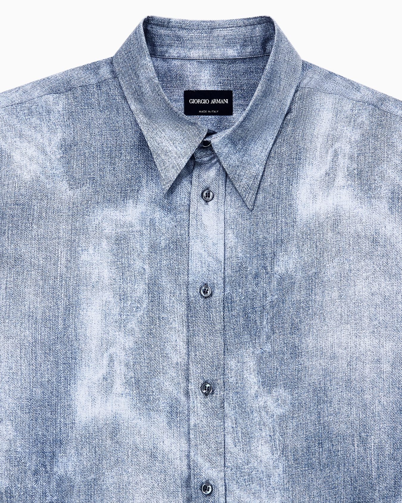 Shirt regular fit in silk twill with delavé denim effect Slide 4