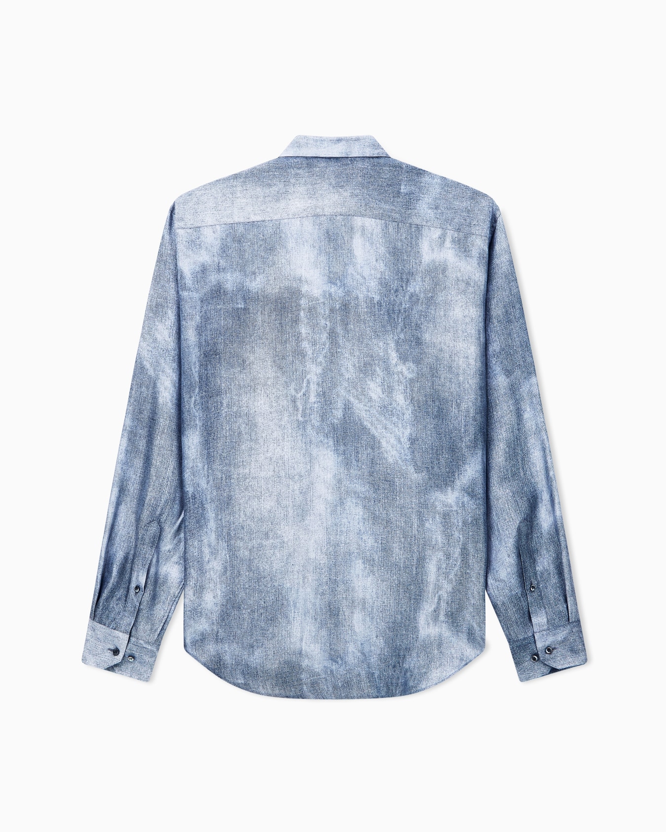 Shirt regular fit in silk twill with delavé denim effect Slide 2