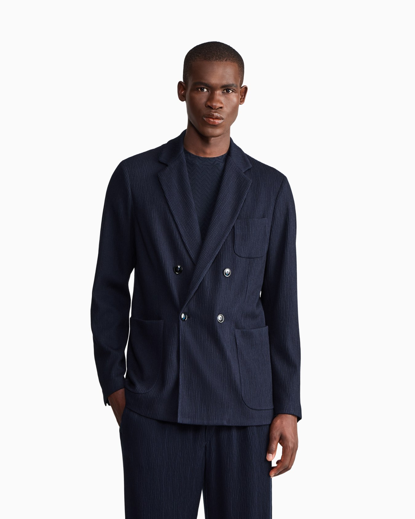 Blazer regular fit in seersucker jersey Slide 3