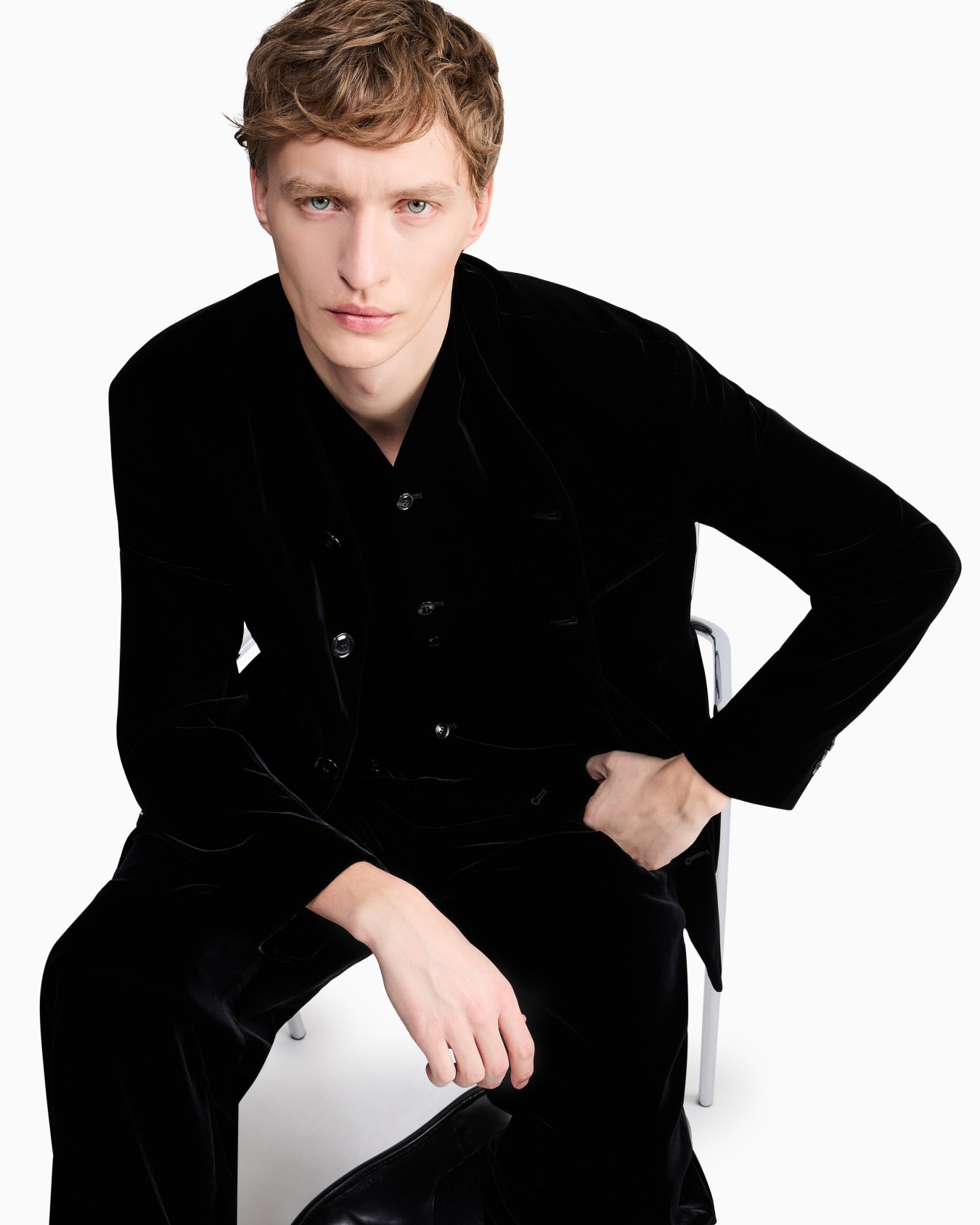 Blazer One Shot en velours lisse de viscose et cupro Diapositive 7