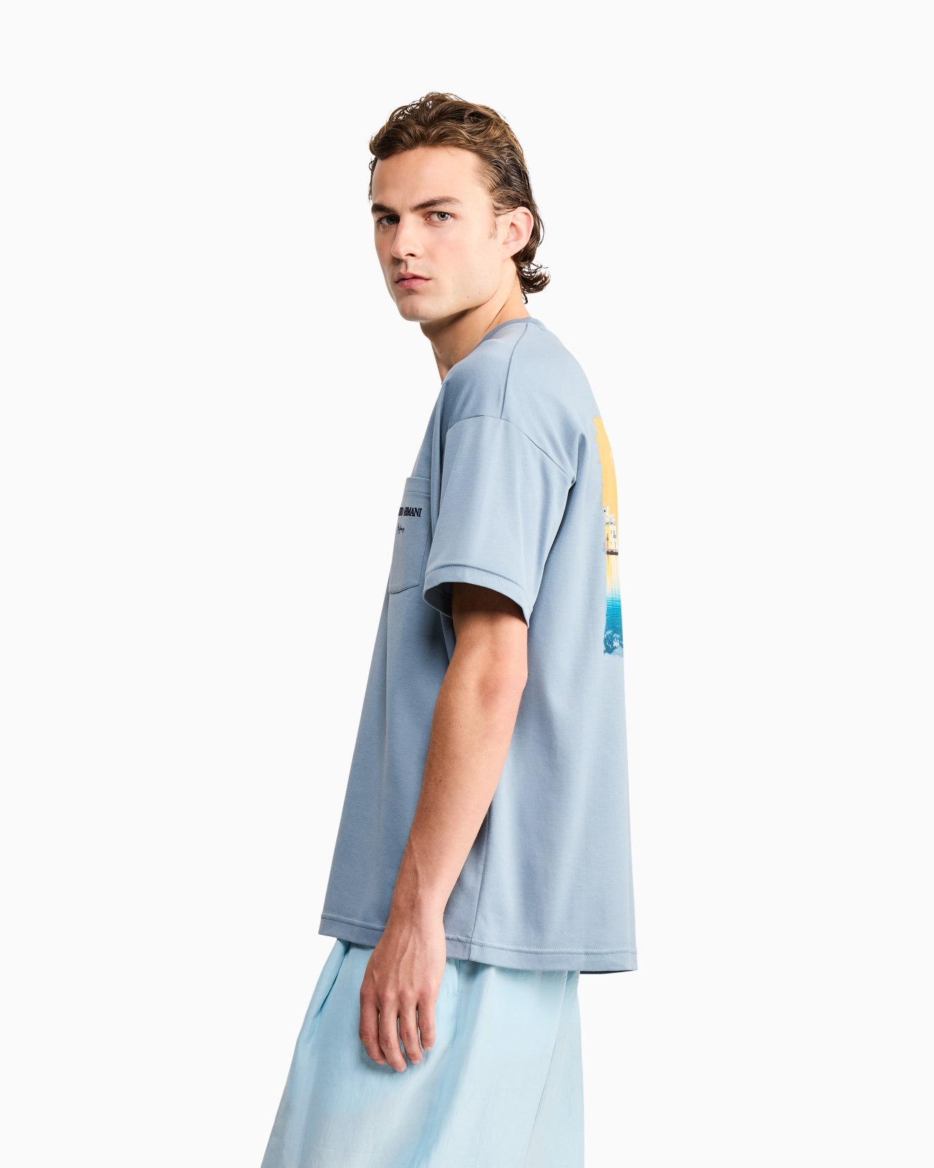 Cotton interlock jersey T-shirt with print on the back Slide 7