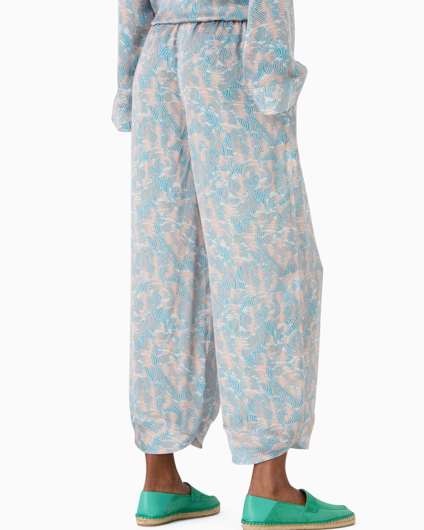 Wide printed silk trousers Slide 3