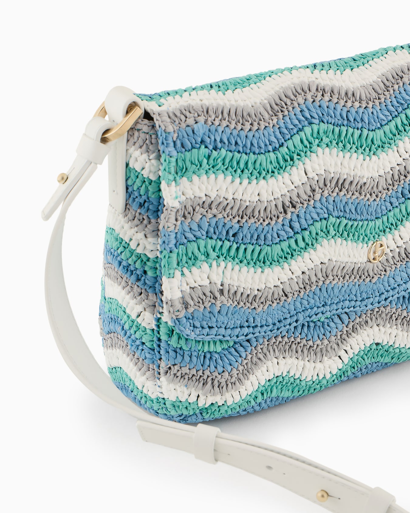 La Prima Soft small baguette bag in woven fabric and leather Slide 5