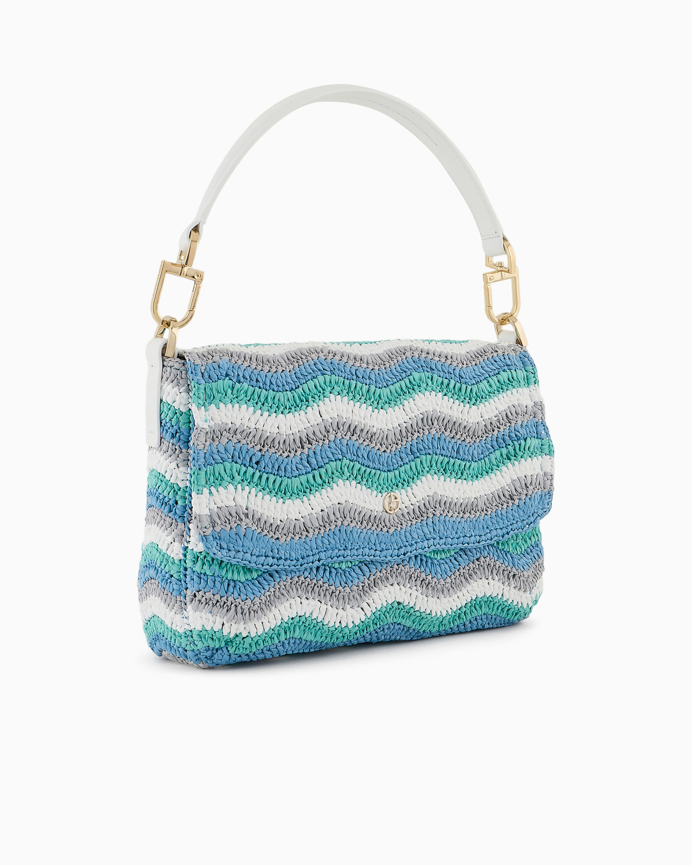 Baguette piccola la Prima Soft in tessuto intrecciato e pelle Slide 1