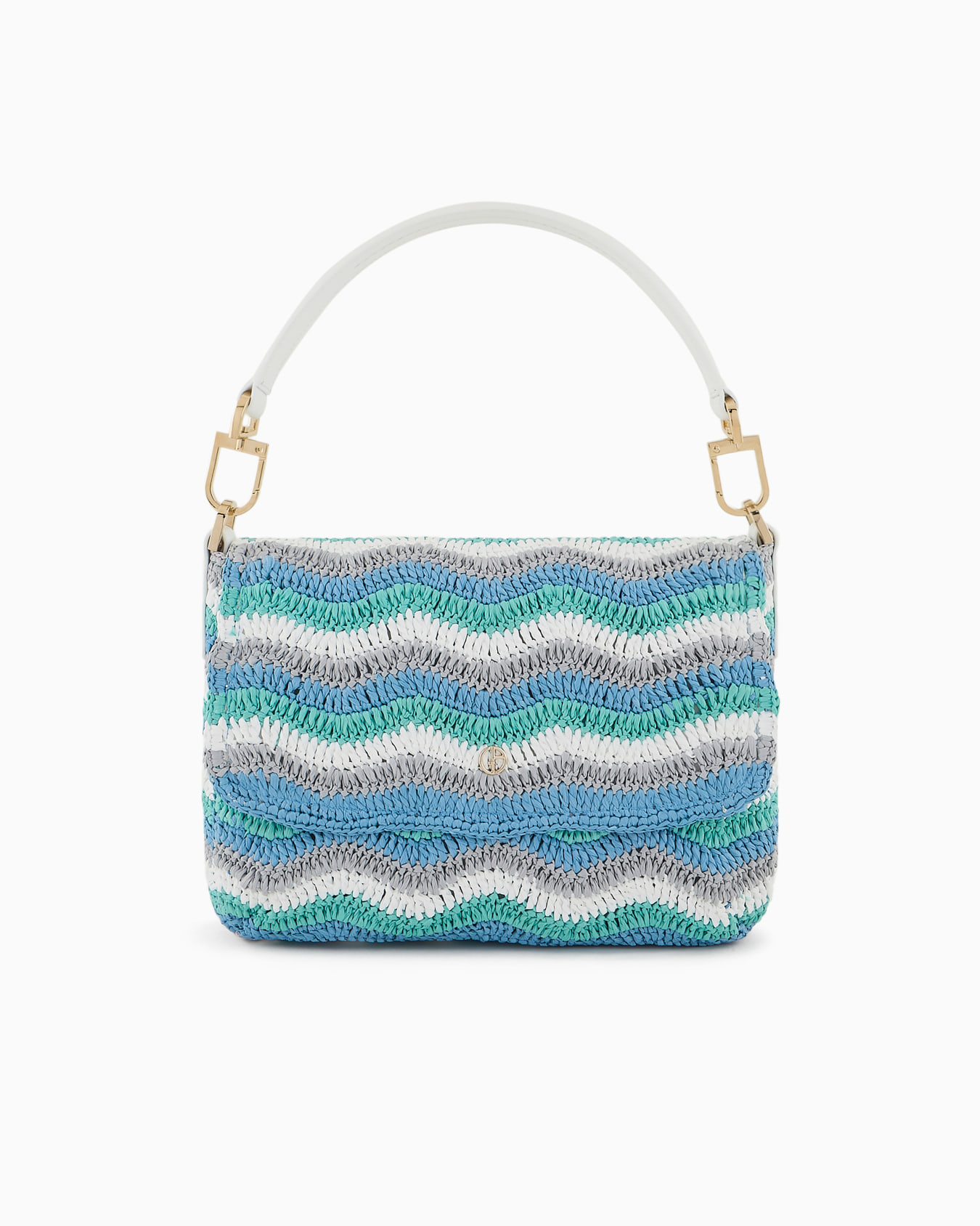 La Prima Soft small baguette bag in woven fabric and leather Slide 0