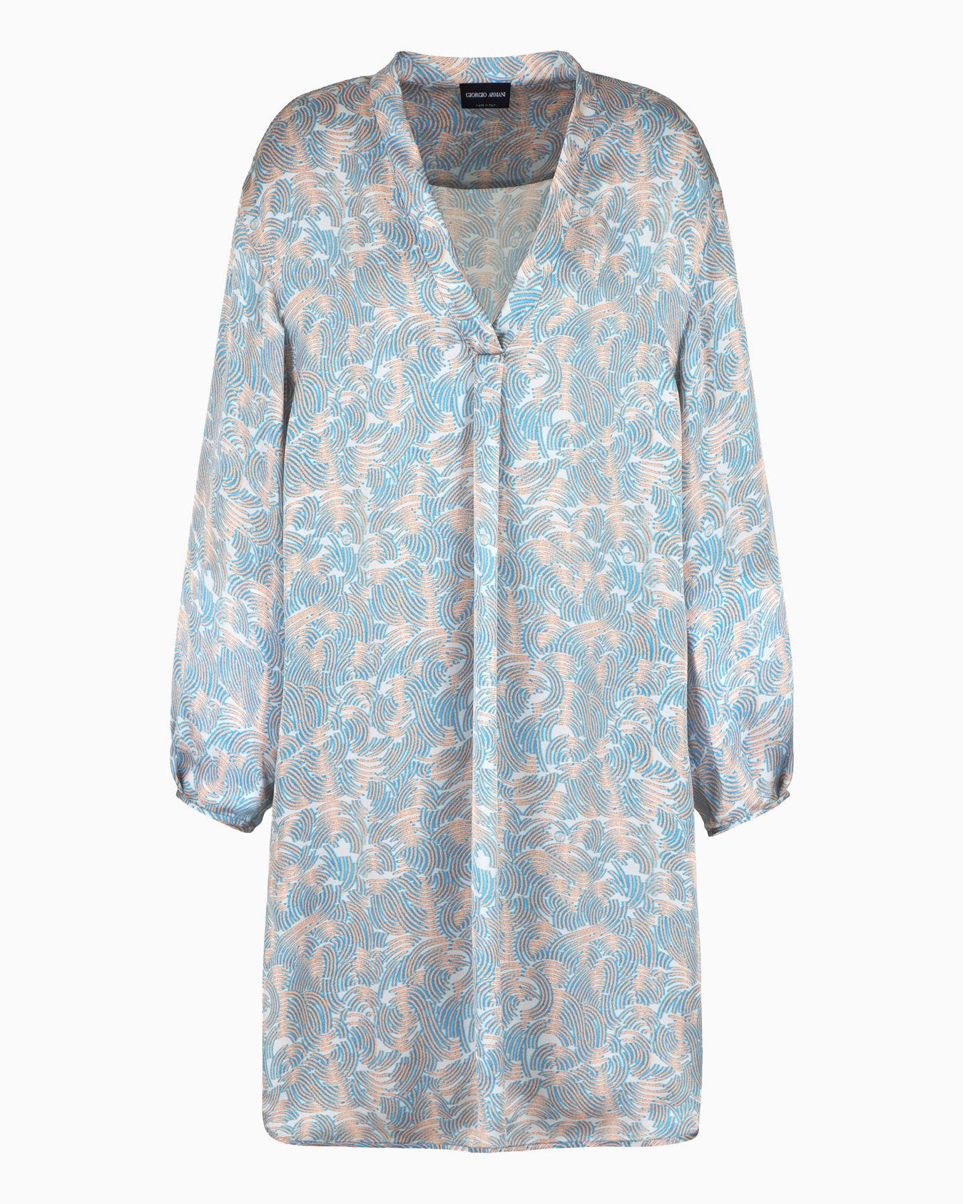 Chemise longue en soie imprimée Diapositive 0