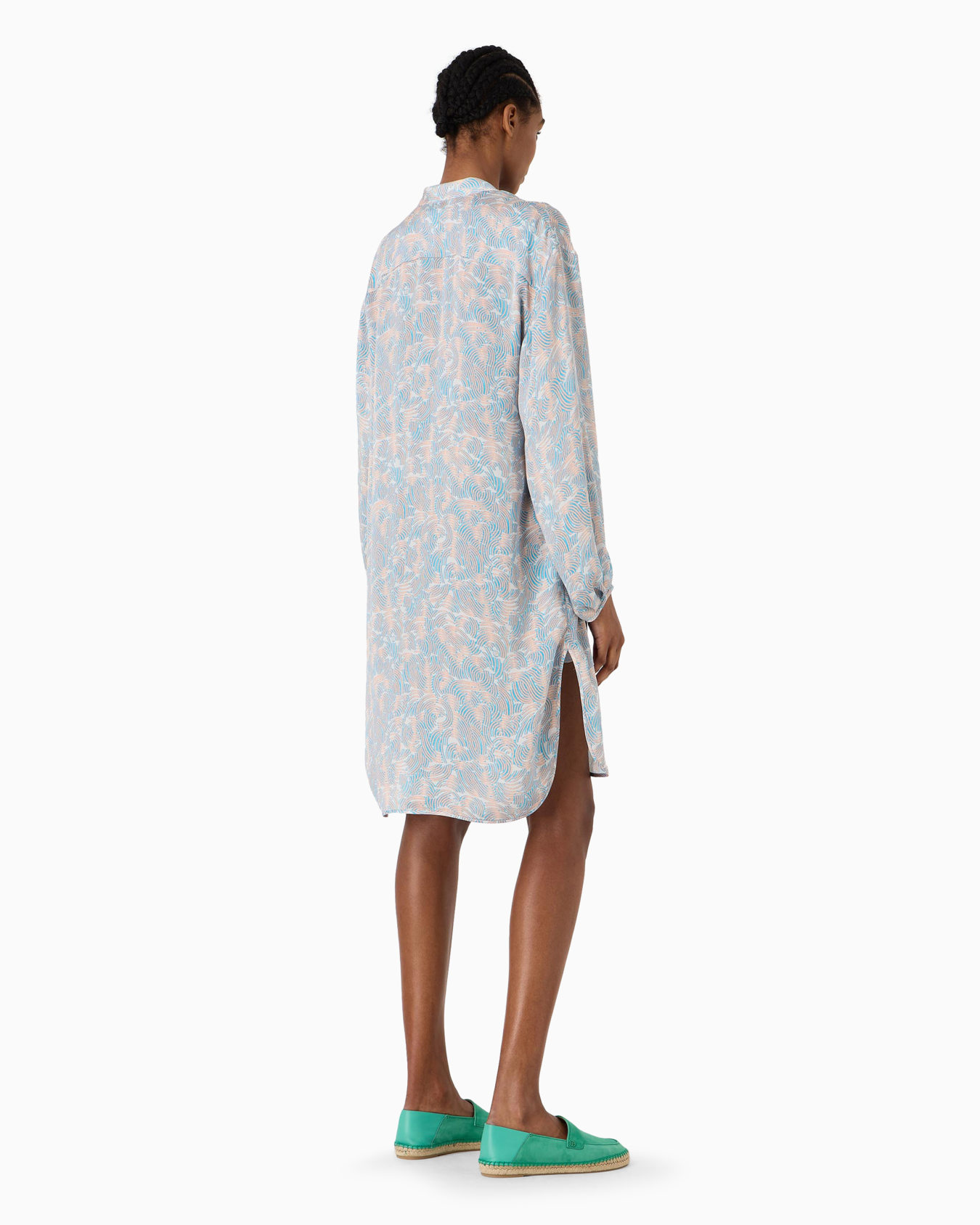 Camisa larga de seda estampada Diapositiva 2