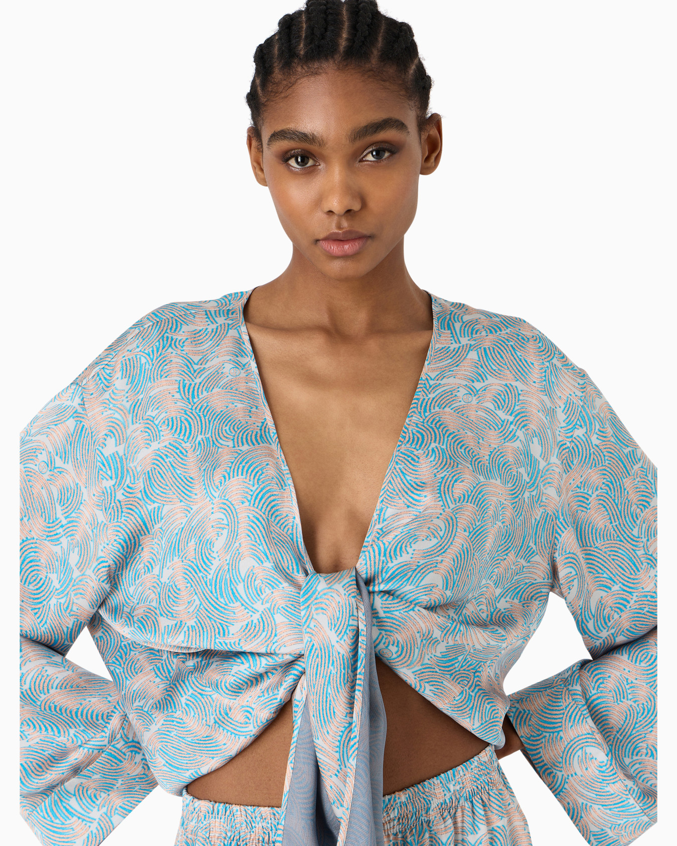 Camicia da annodare in seta stampata Slide 4