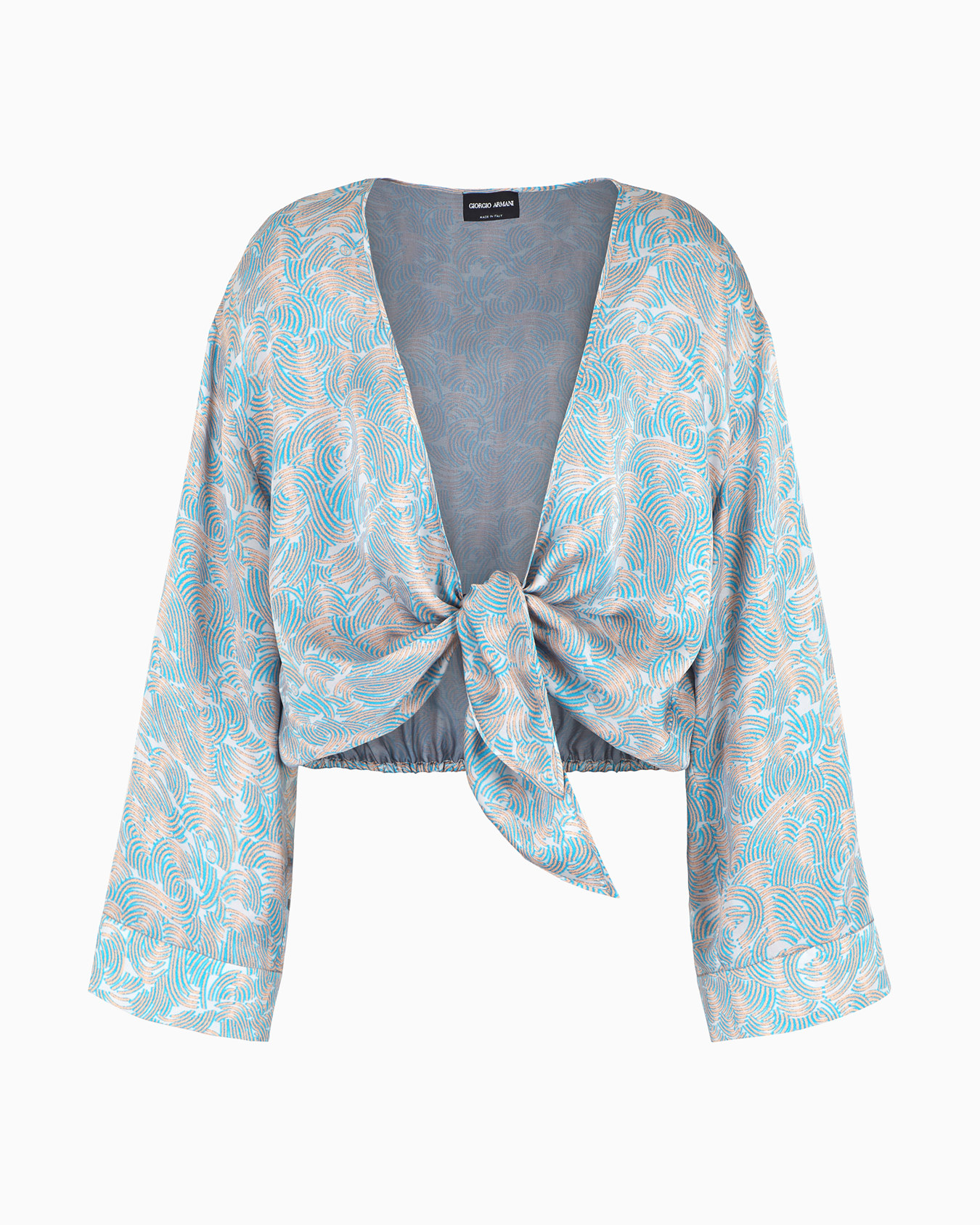 Camicia da annodare in seta stampata Slide 0