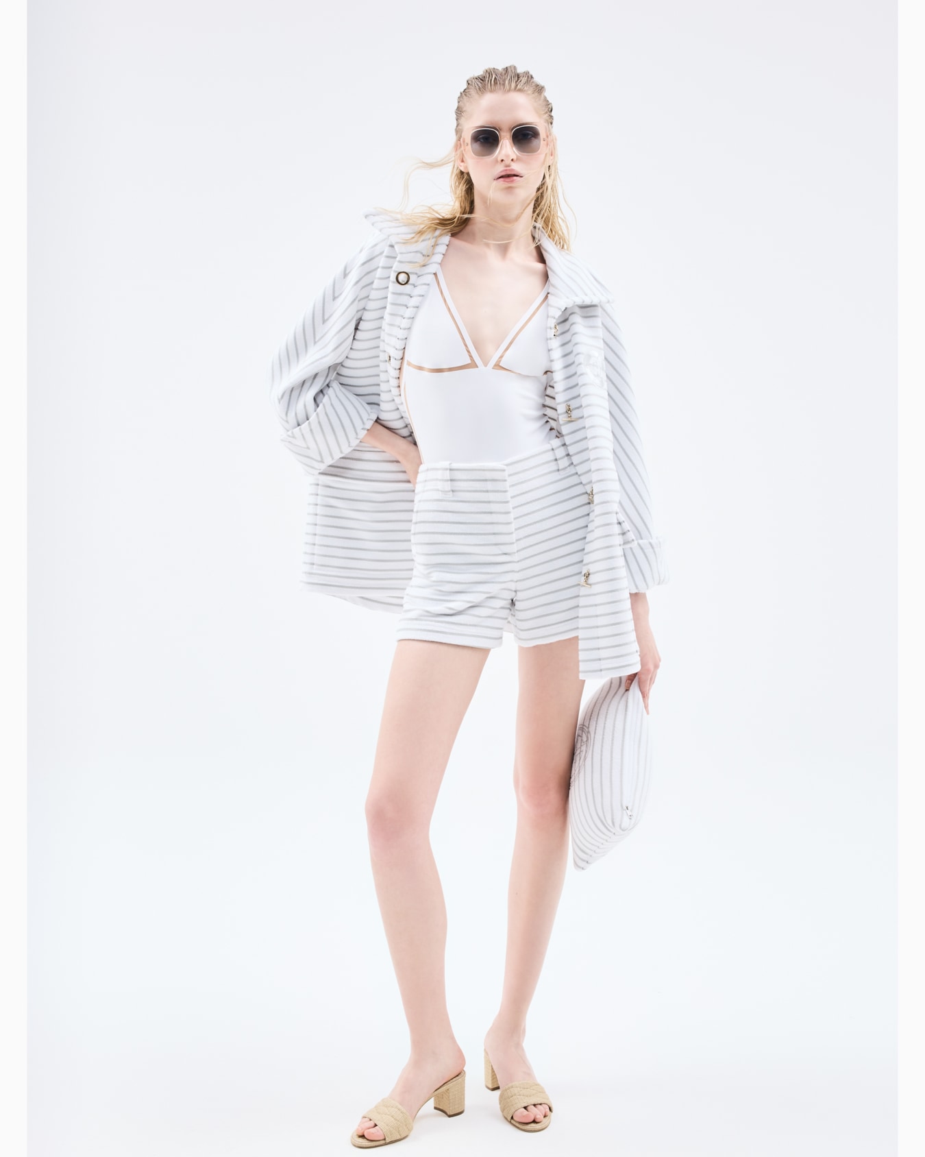Striped cotton terry shorts Slide 6