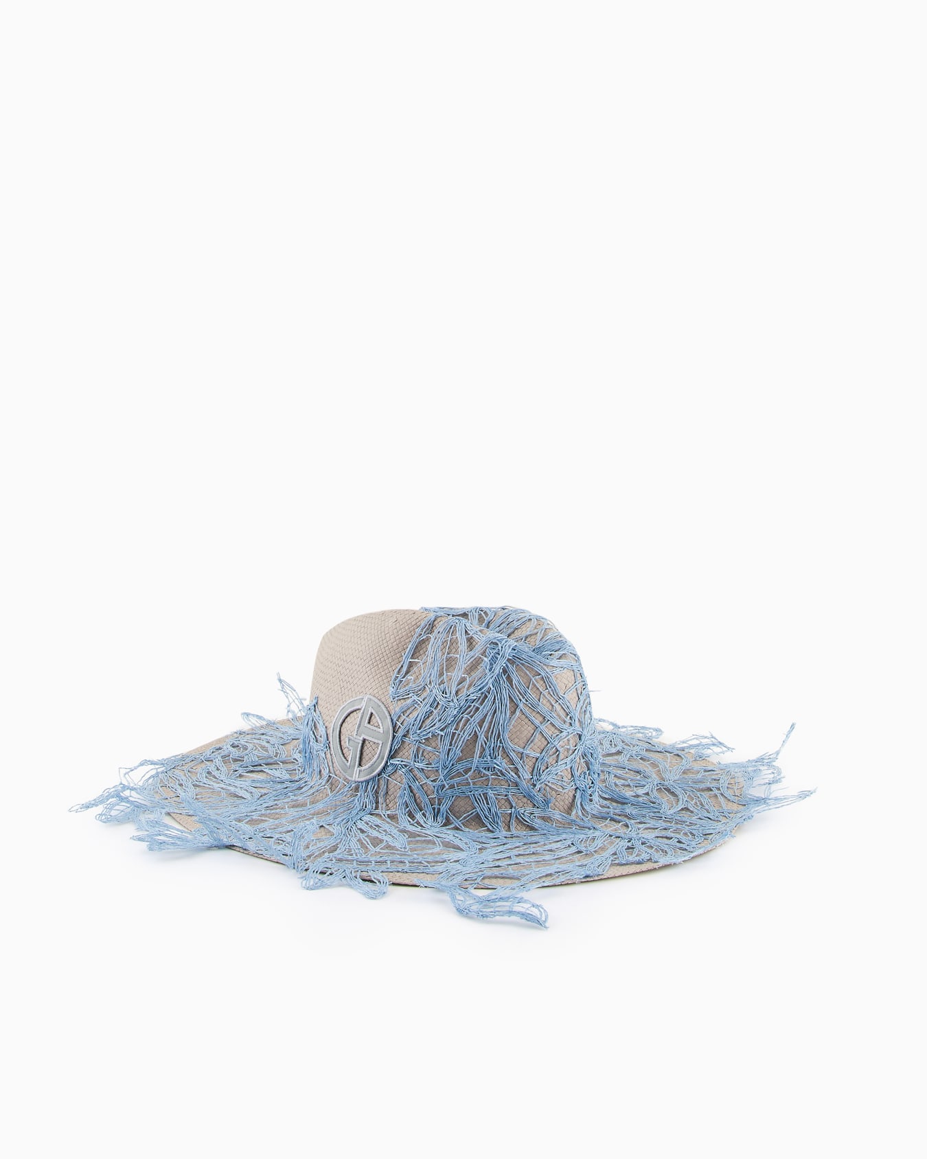 Cappello a tesa larga in carta tessile con ricami Slide 0