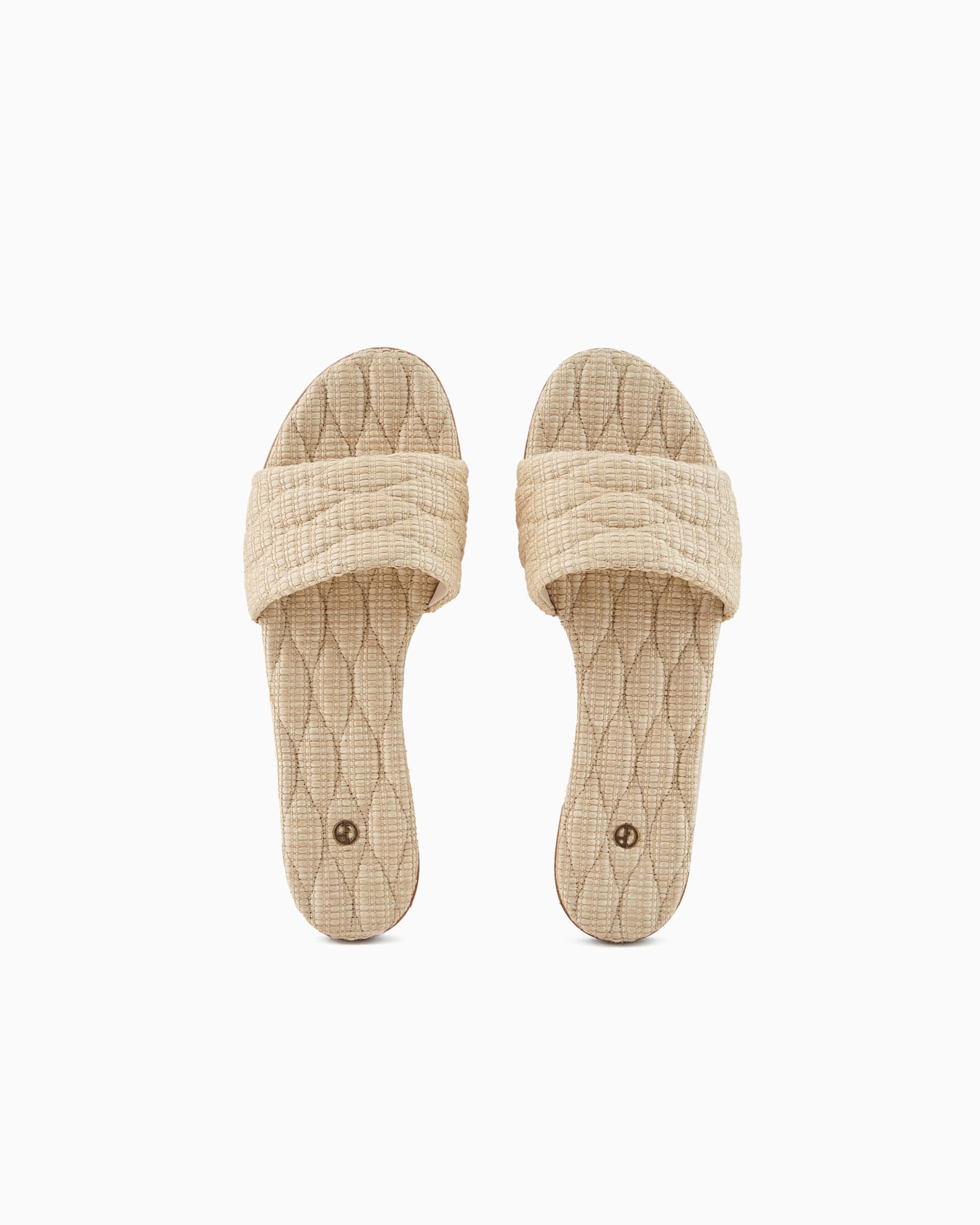 Quilted raffia flat sandals Slide 2