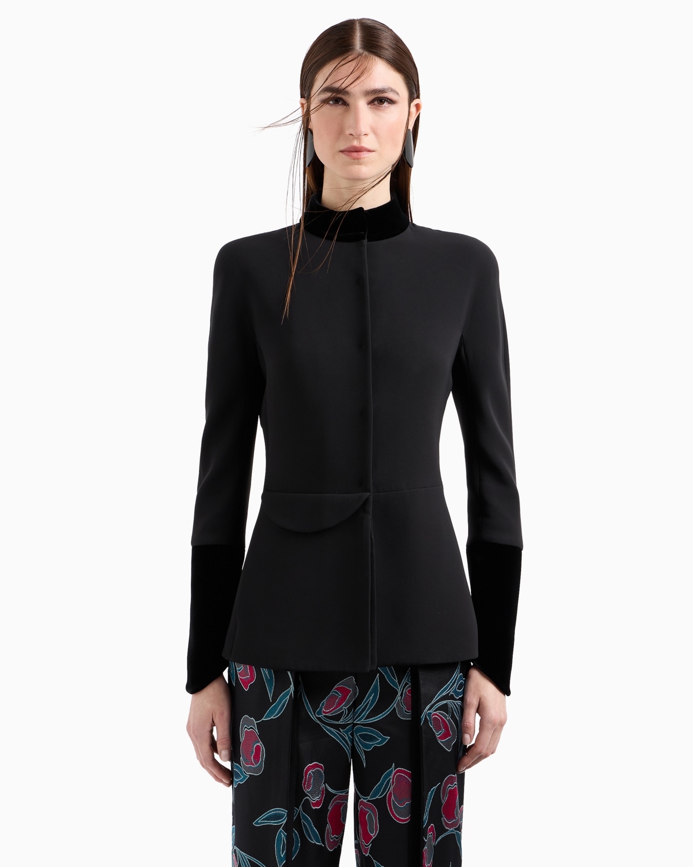 Single-breasted silk-cady jacket Slide 1