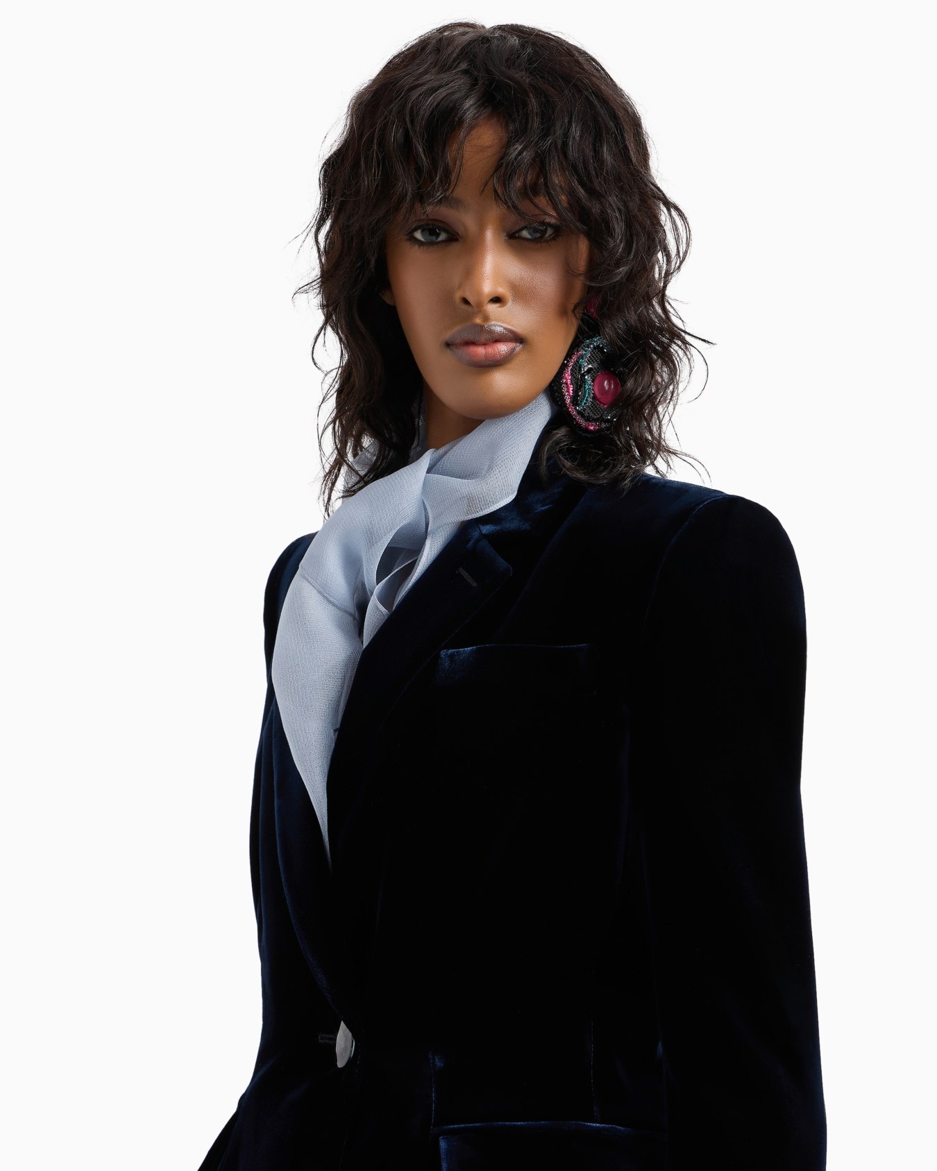 Single-breasted jacket in velvet Slide 5