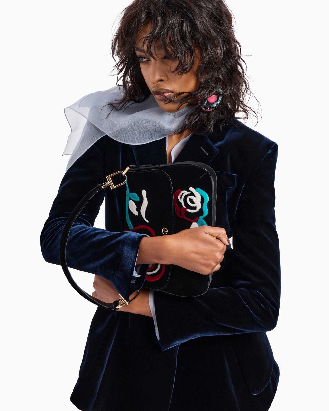 Single-breasted jacket in velvet Slide 6