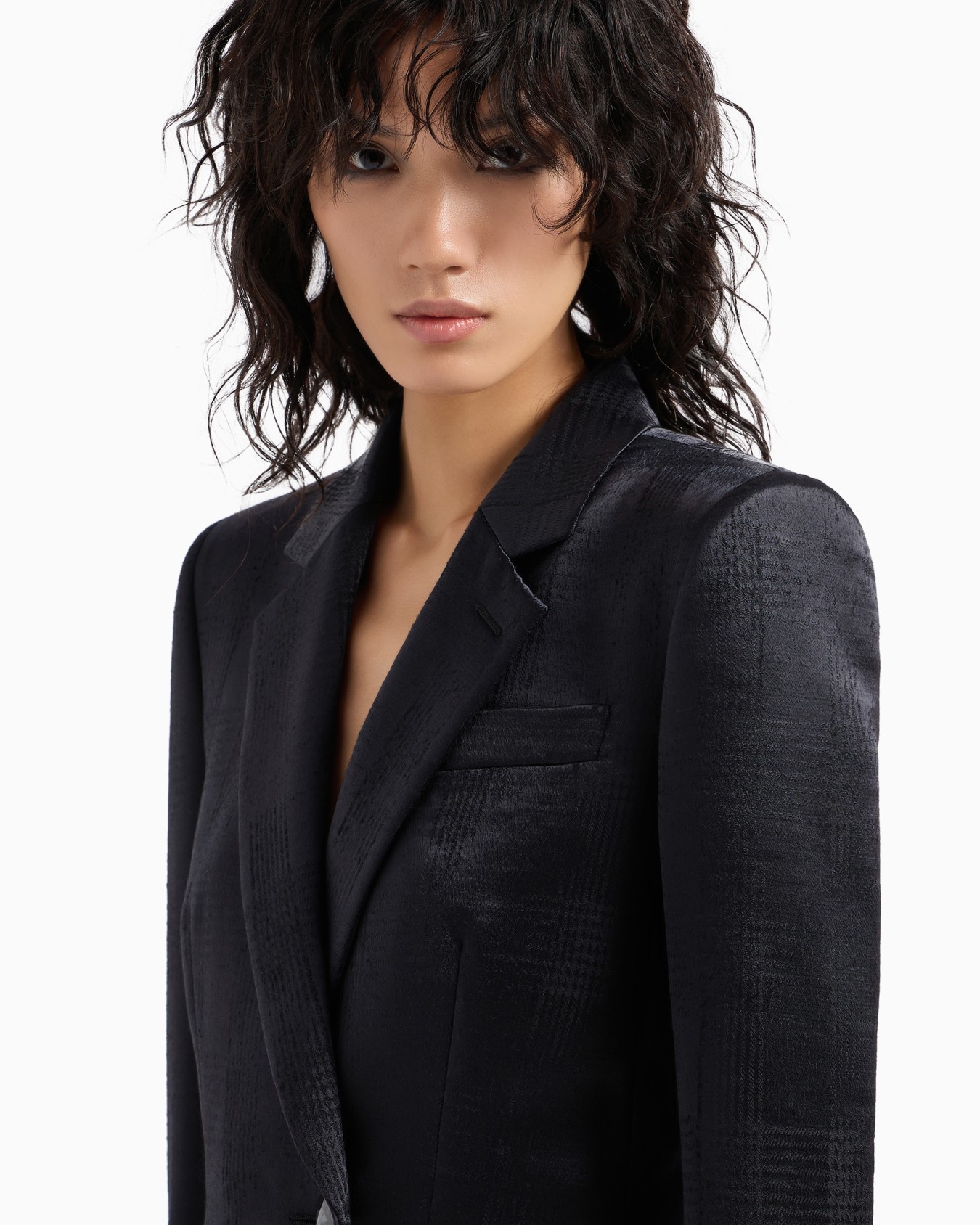 Giacca monopetto in lana fluida con motivo Principe di Galles Slide 4