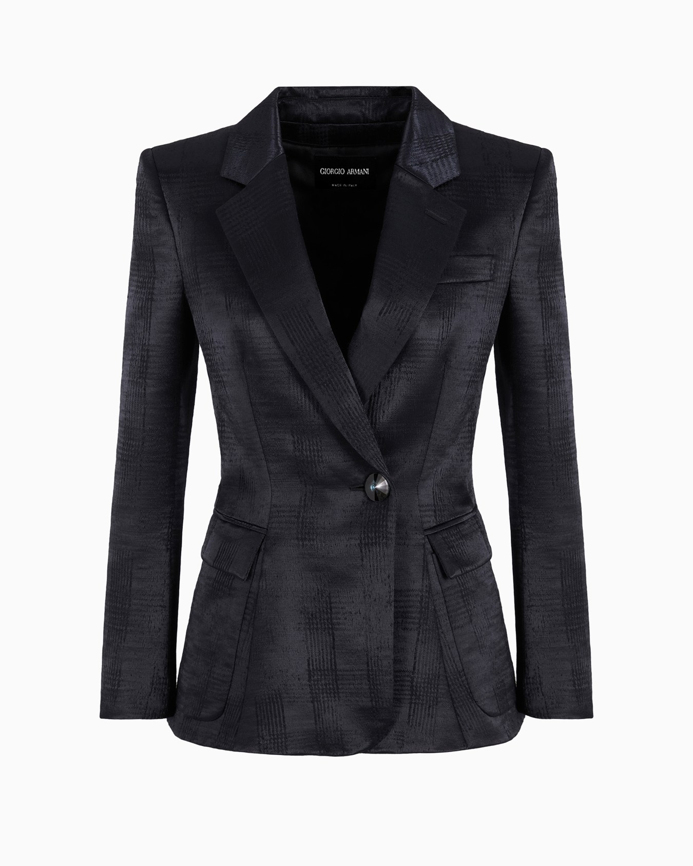 Giacca monopetto in lana fluida con motivo Principe di Galles Slide 0