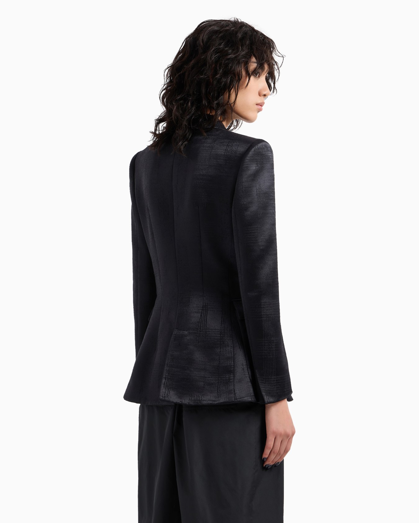 Giacca monopetto in lana fluida con motivo Principe di Galles Slide 2