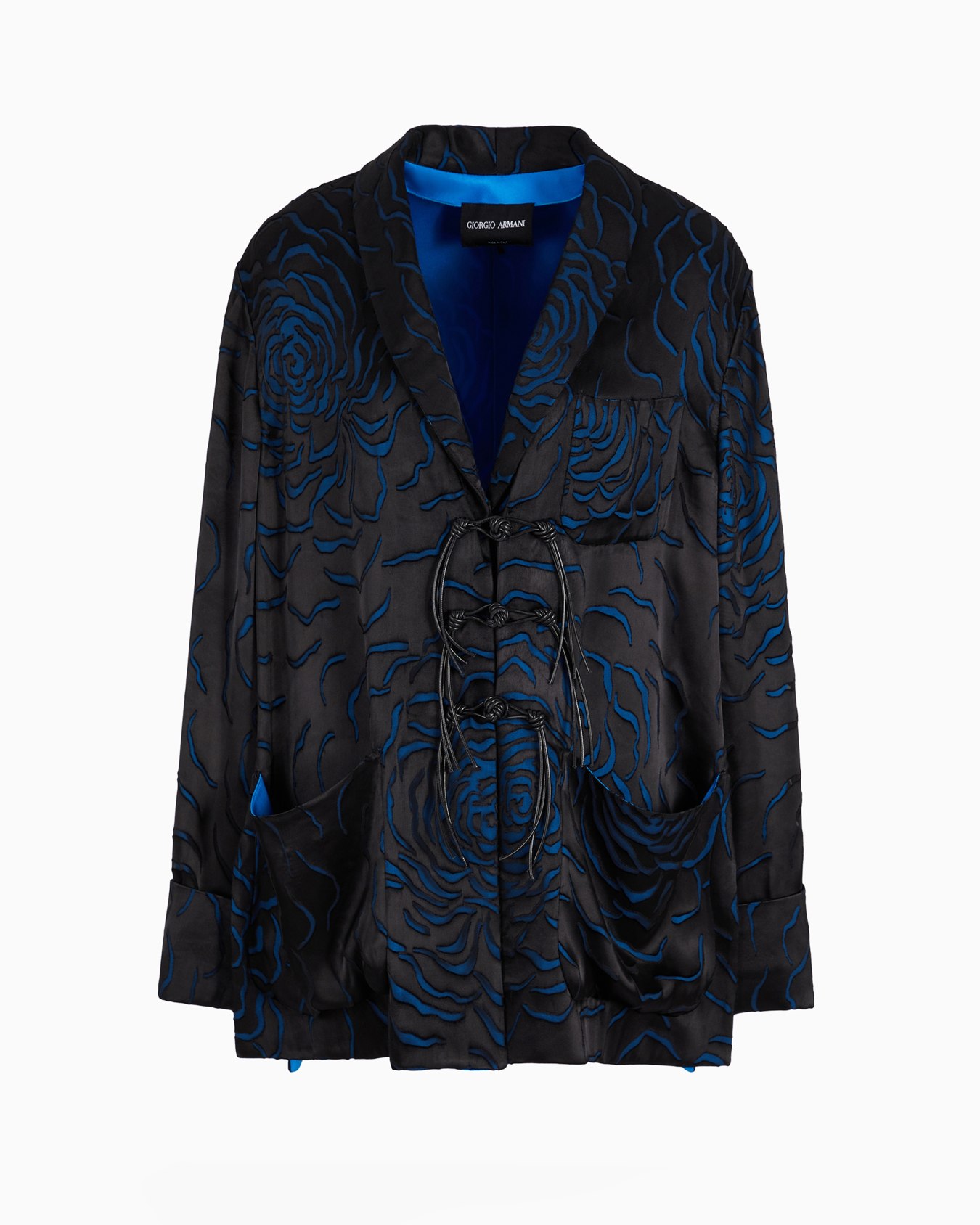 Viscose and silk devoré pea coat jacket Slide 0