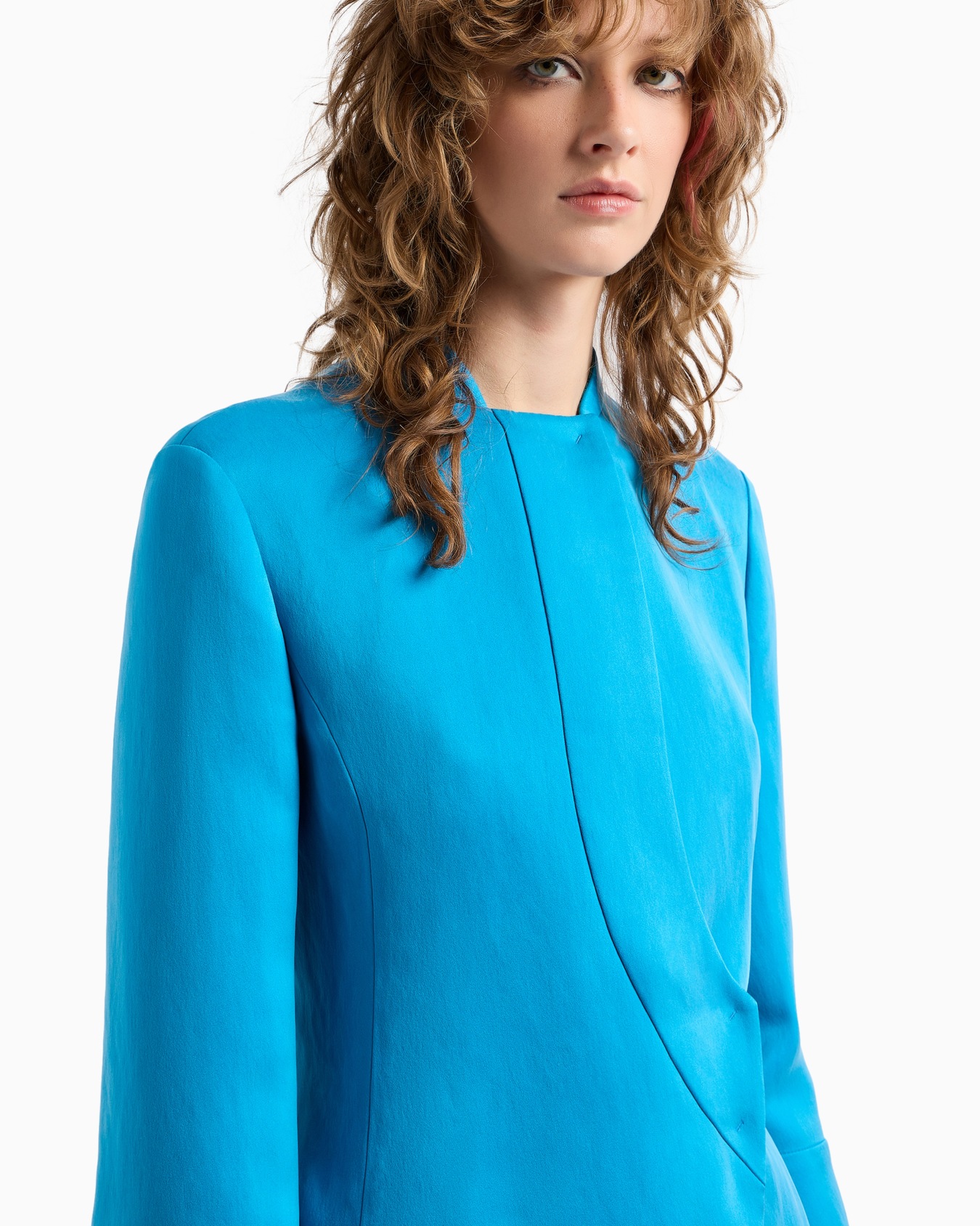 Single-breasted jacket in washed silk duchess satin Slide 5