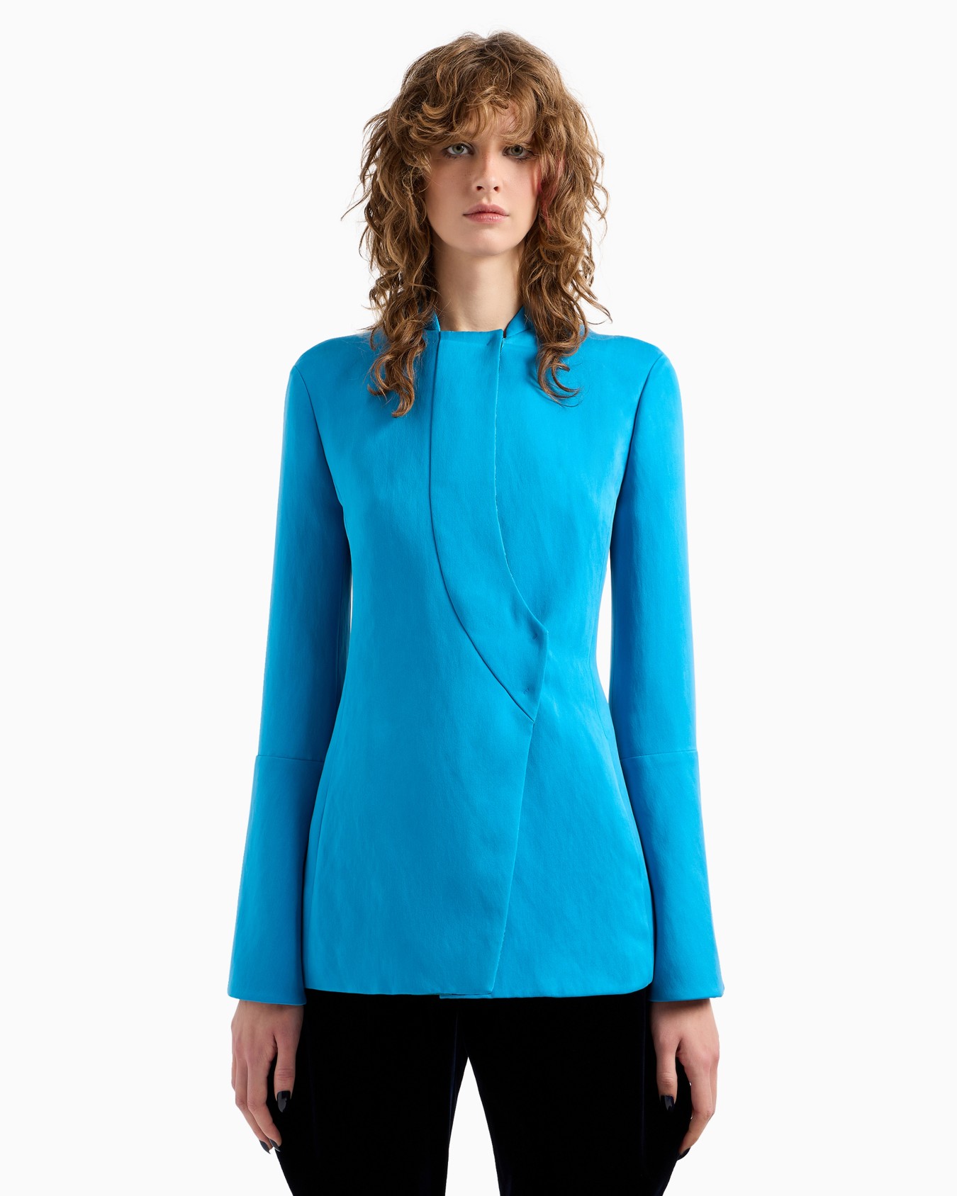 Single-breasted jacket in washed silk duchess satin Slide 2