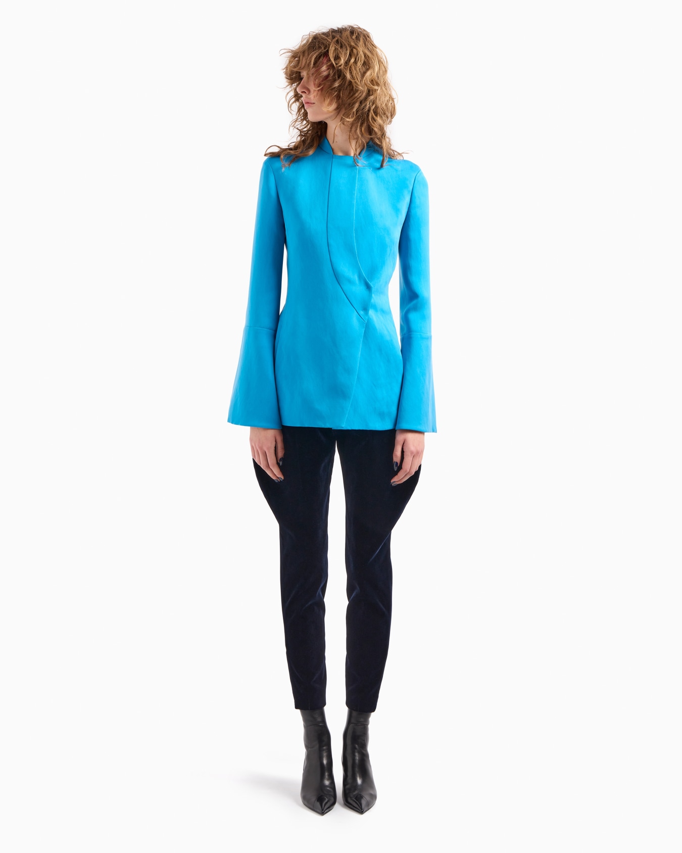 Single-breasted jacket in washed silk duchess satin Slide 4