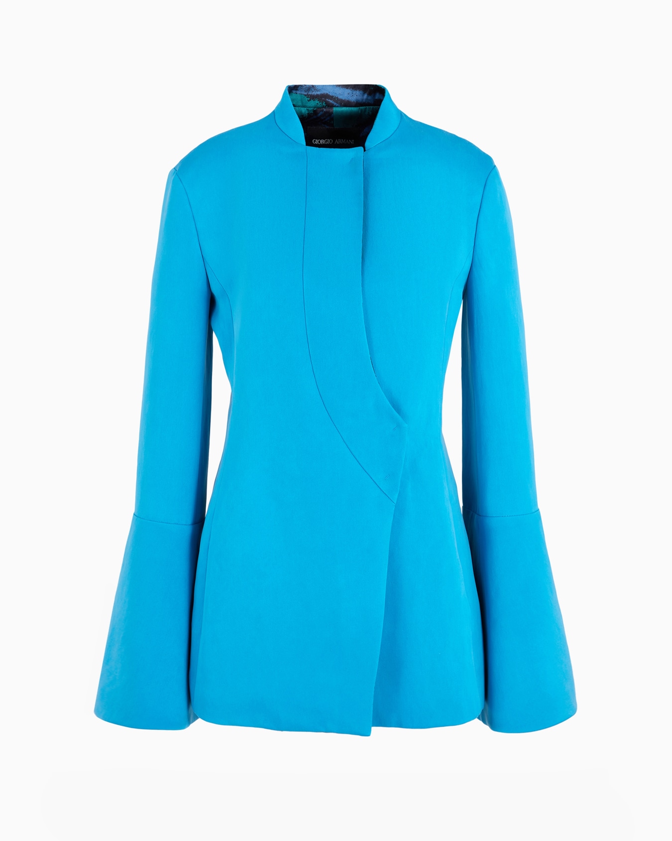 Single-breasted jacket in washed silk duchess satin Slide 0