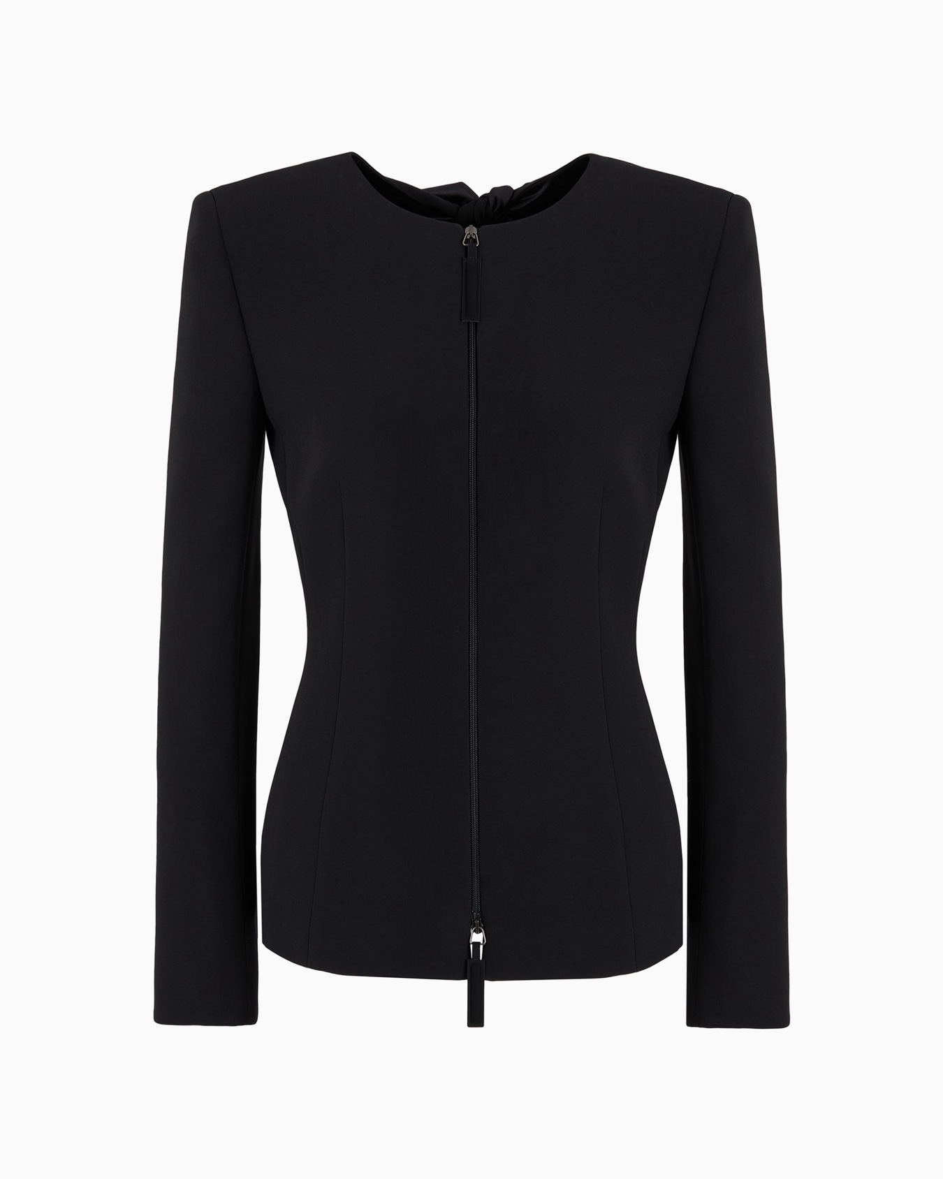 Silk cady zip-up jacket with bows Slide 0