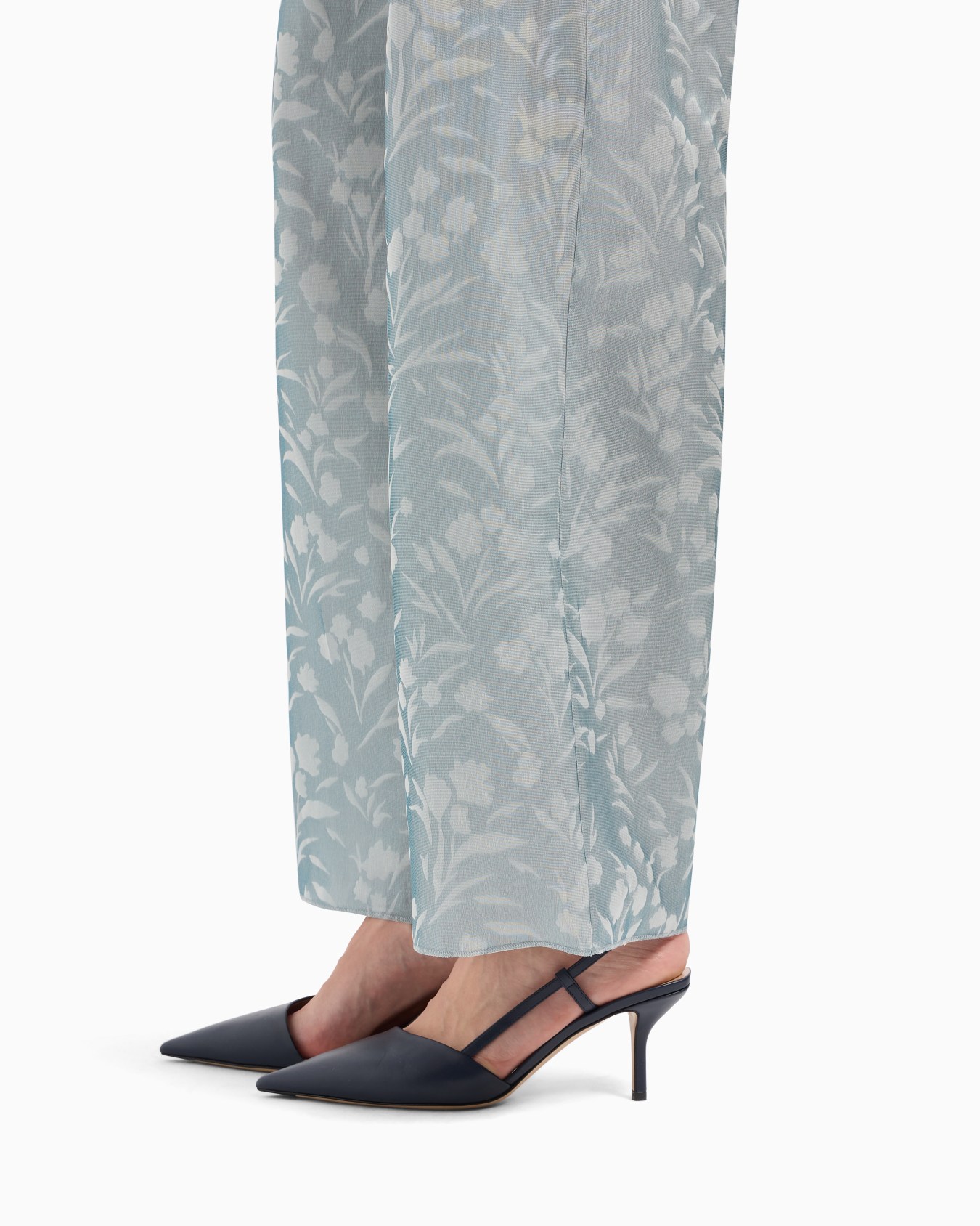 Pantalon large en soie jacquard fleurie Diapositive 5