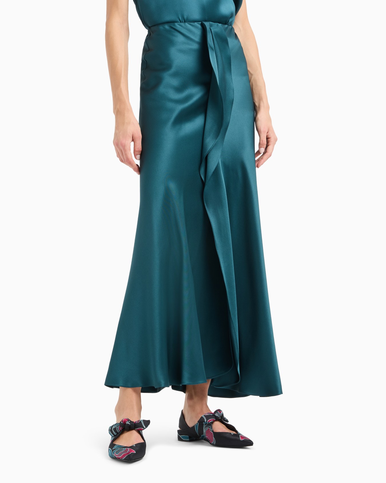 Gonna longuette in doppio raso di seta Slide 1