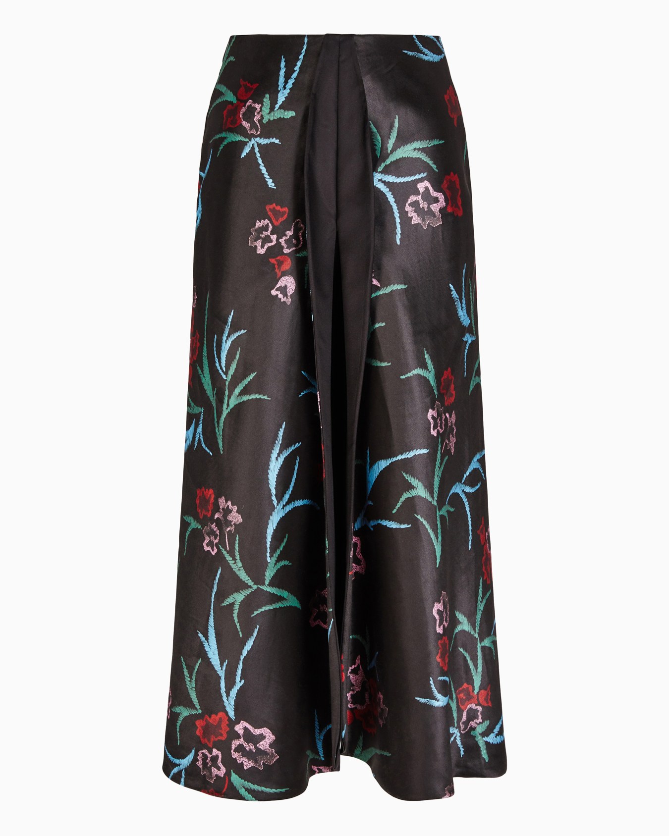 Silk and linen midi skirt in a floral print Slide 0