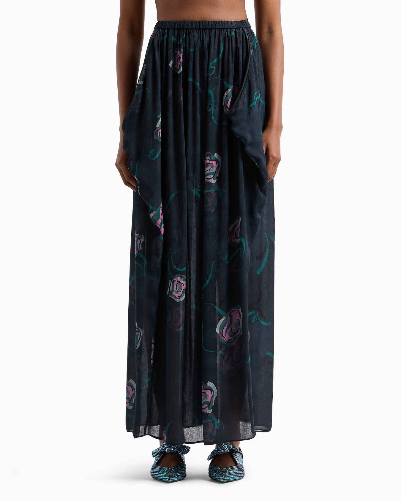 Jupe longue en crépon de soie imprimé Diapositive 2