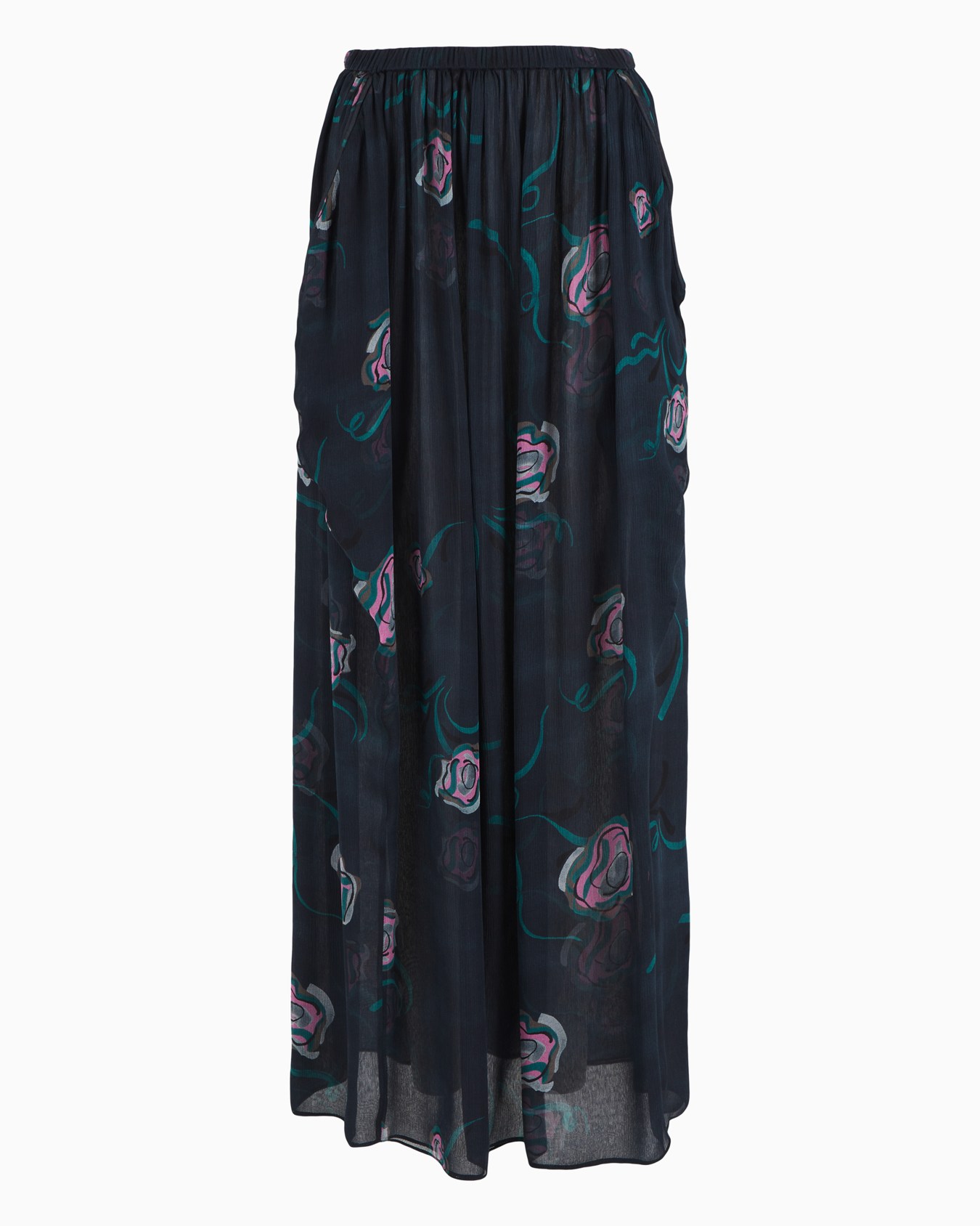 Jupe longue en crépon de soie imprimé Diapositive 0