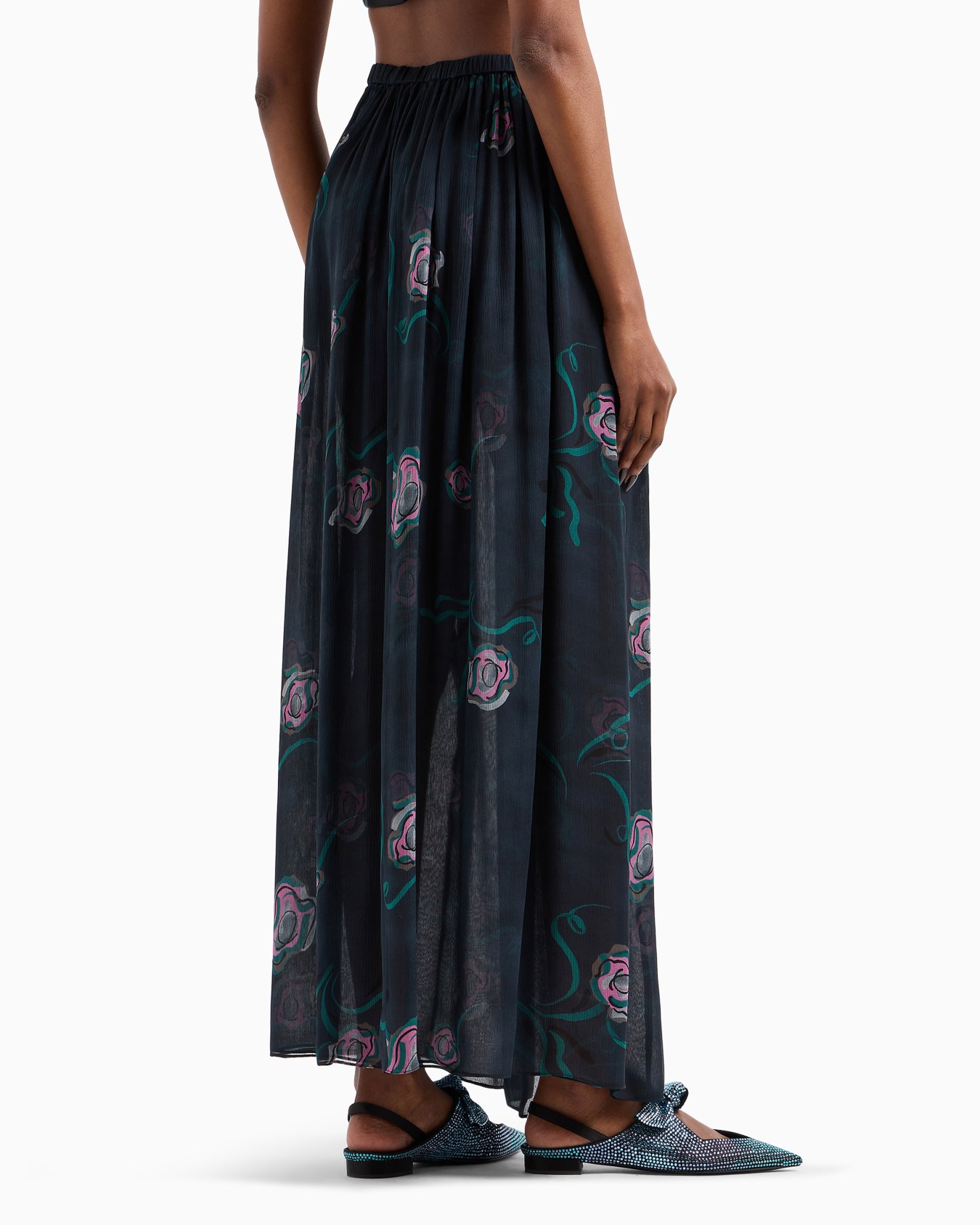 Jupe longue en crépon de soie imprimé Diapositive 3