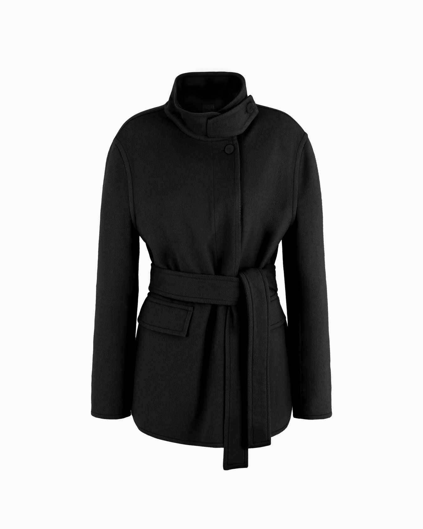 Single-breasted cashmere double cloth pea coat Slide 0