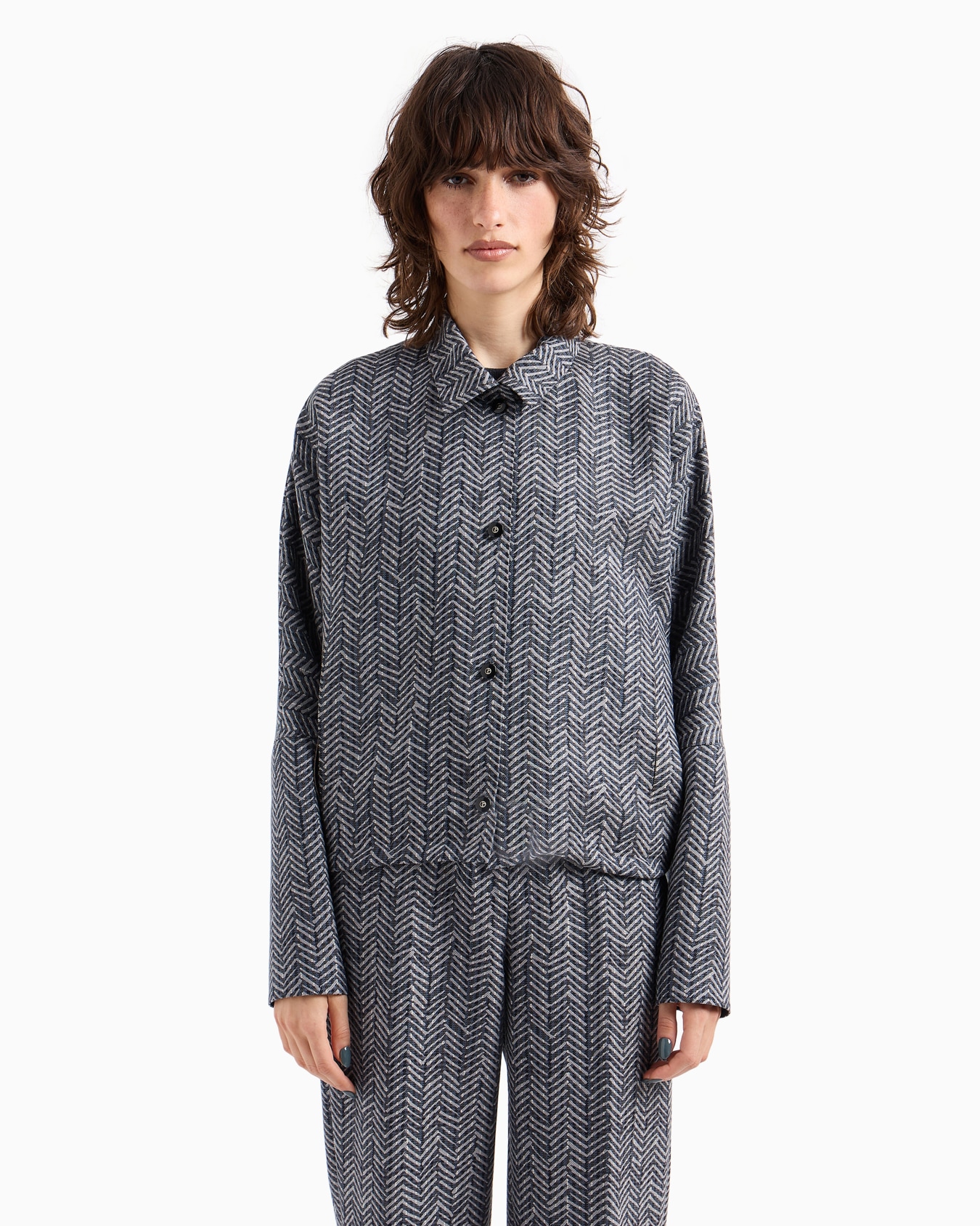 Virgin wool gabardine chevron blouson Slide 2